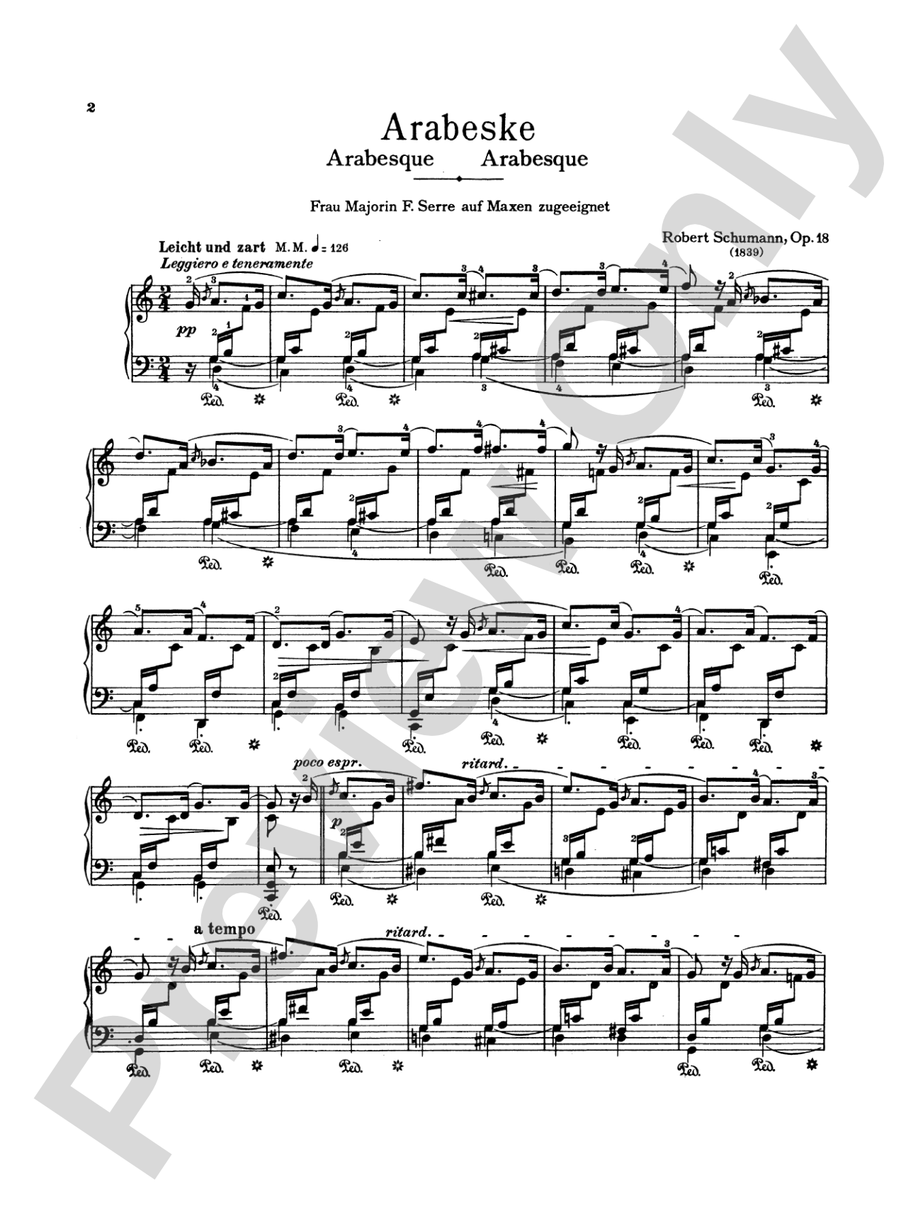 Schumann: Arabesque: Piano