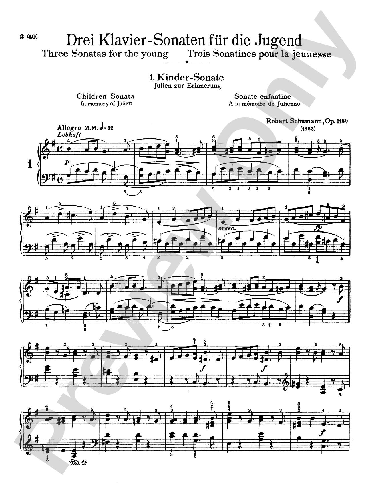 Schumann: Three Sonatas for the Young, Op. 118: Piano