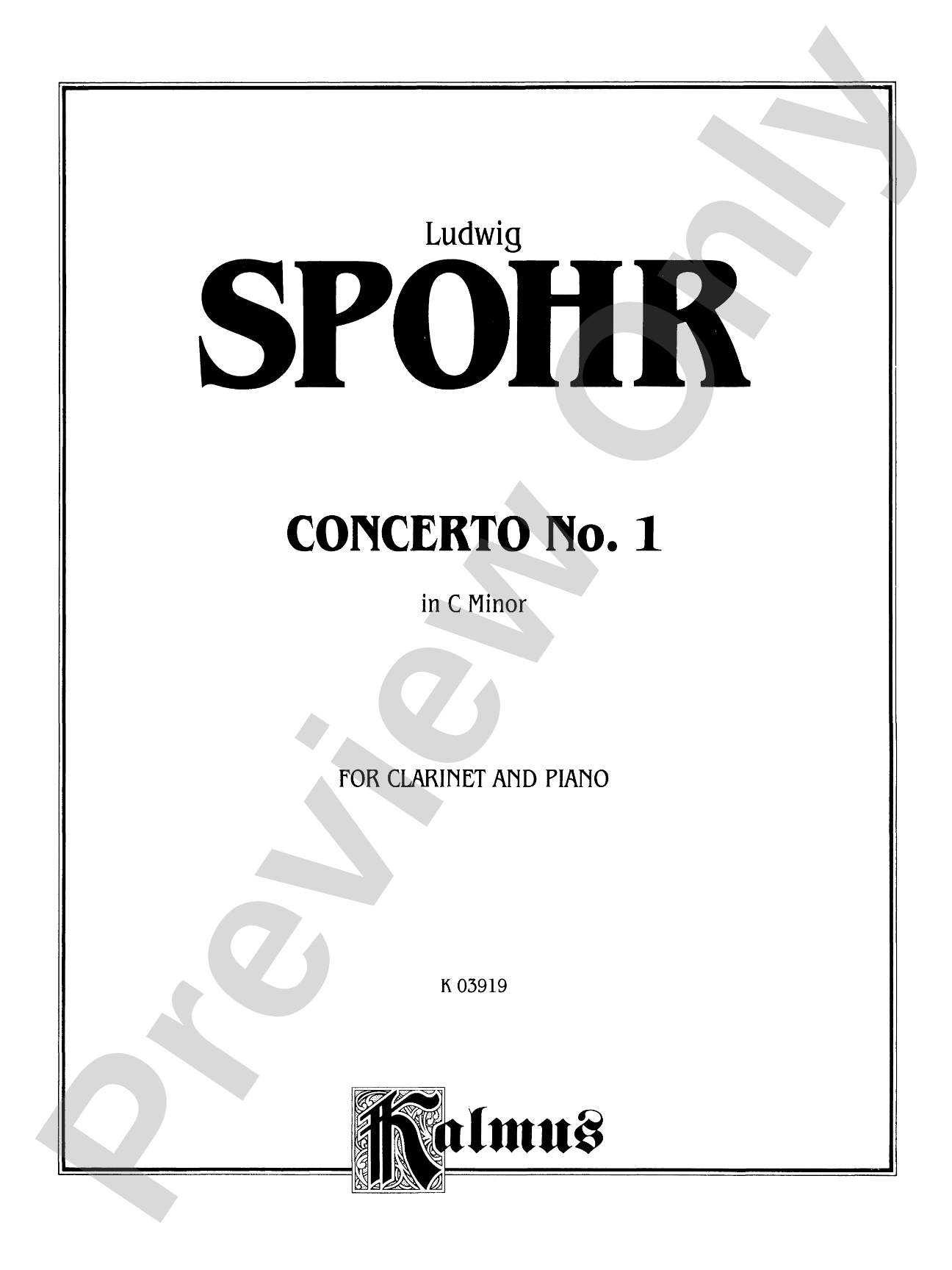 Spohr: Concerto No. 1 in C Minor, Op. 26: Clarinet Part(s)