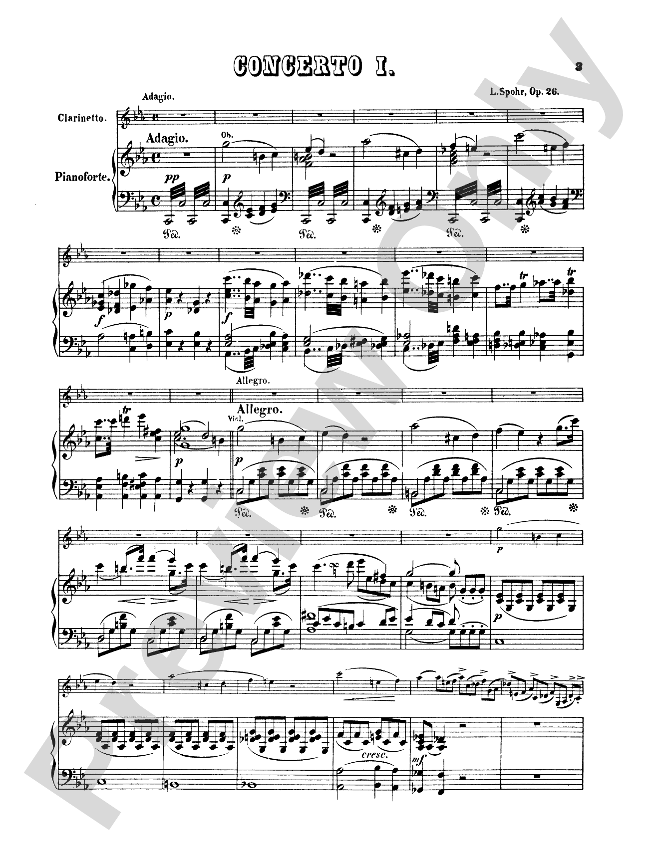 Spohr: Concerto No. 1 in C Minor, Op. 26: Clarinet Part(s)