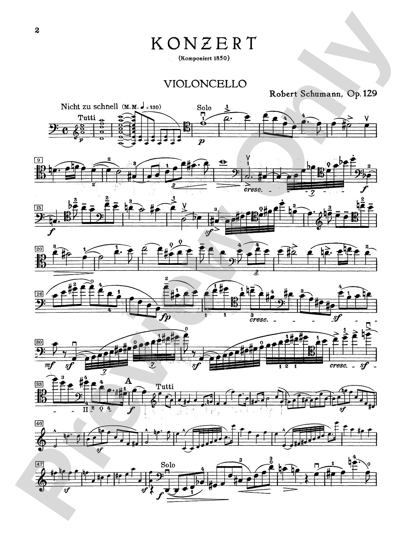 Schumann: Cello Concerto in A Minor, Op. 129: Cello Book