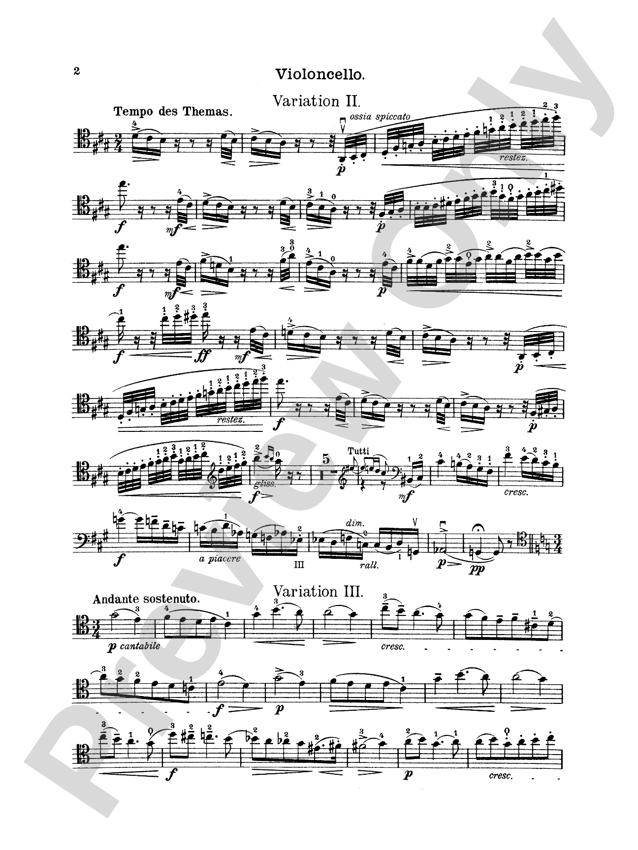 Tchaikovsky: Rococo Variations, Op. 33: Cello Book