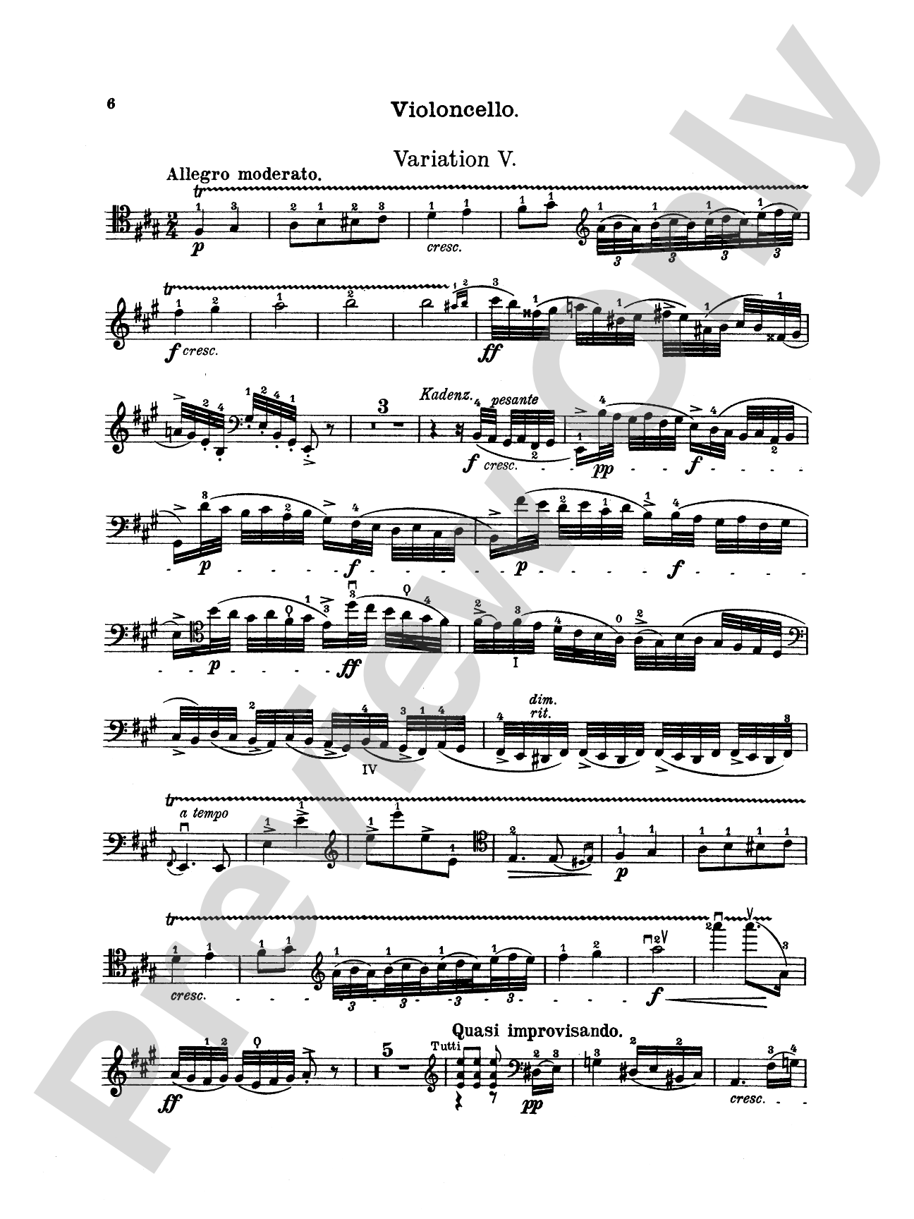 Tchaikovsky: Rococo Variations, Op. 33: Cello Book