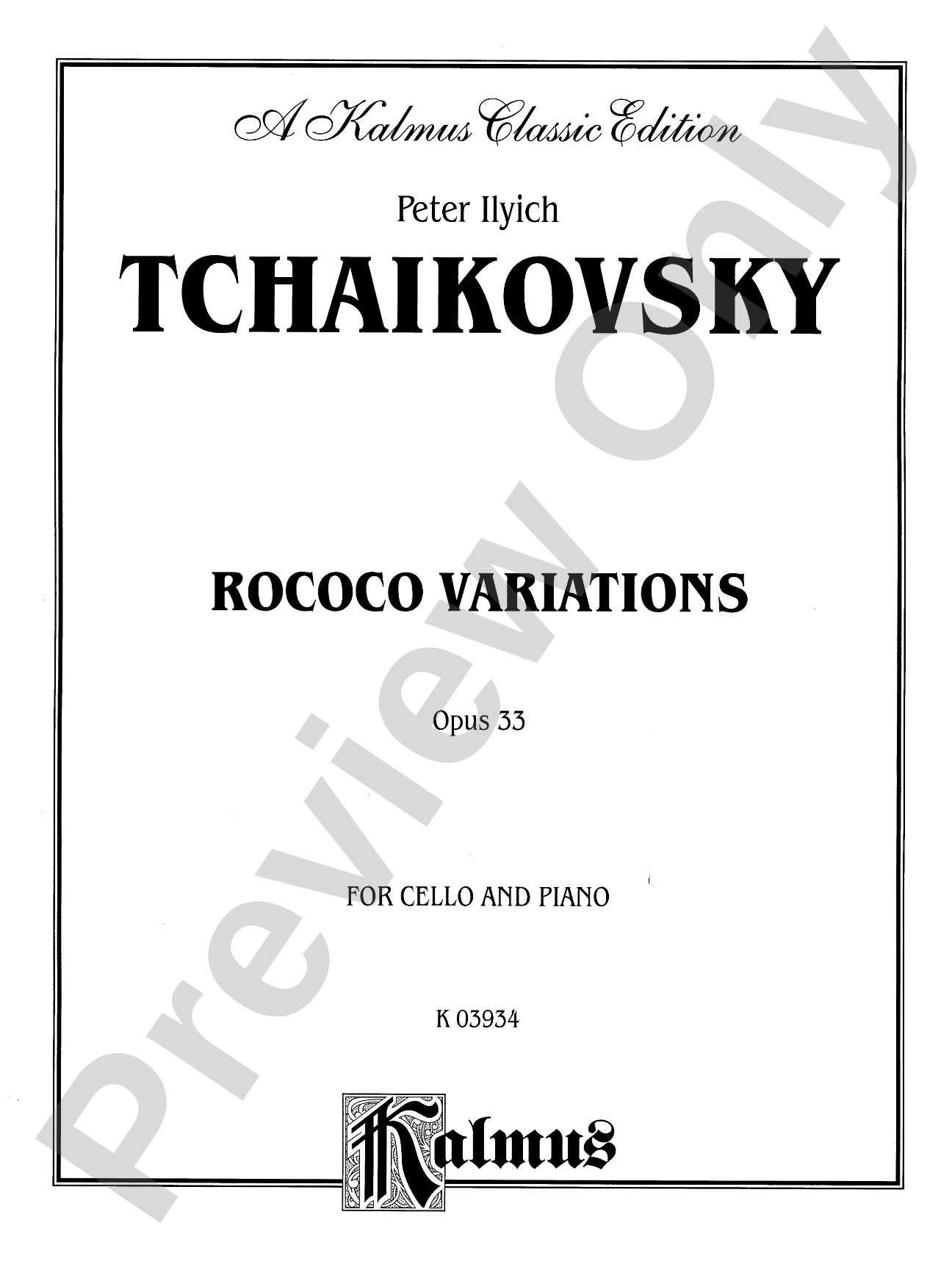Tchaikovsky: Rococo Variations, Op. 33