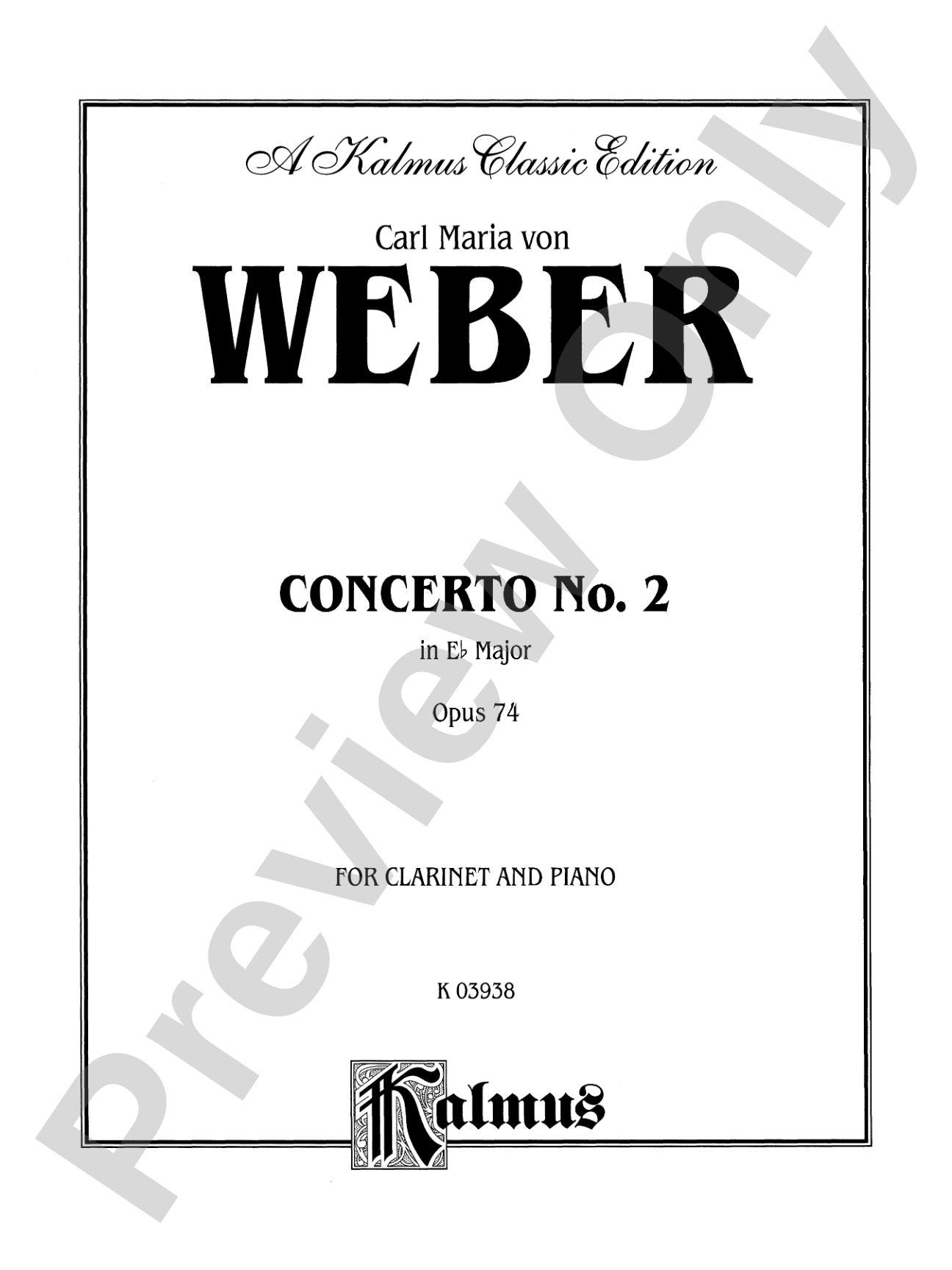 Weber: Concerto No. 2 in E flat Major, Op. 74: Clarinet Part(s)