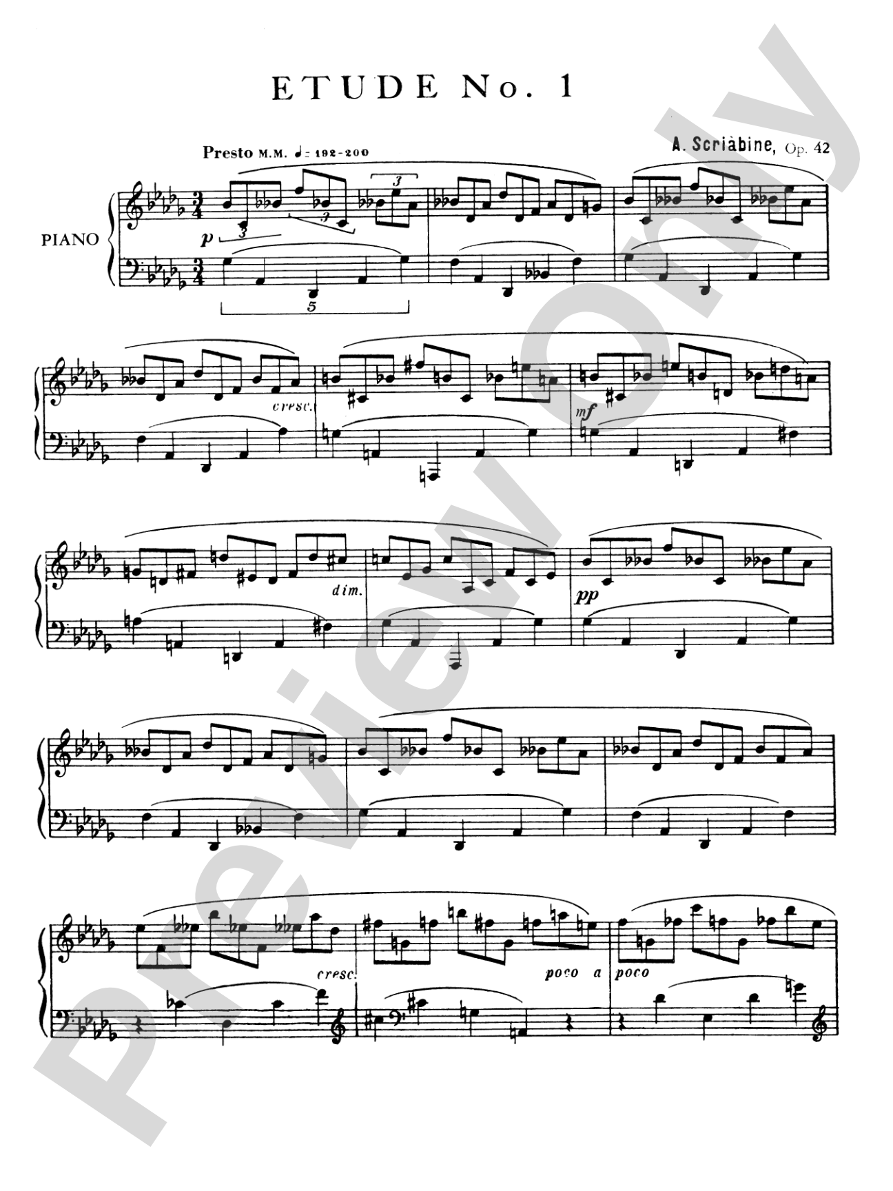 Scriabin: Eight Etudes, Op. 42: Piano Book