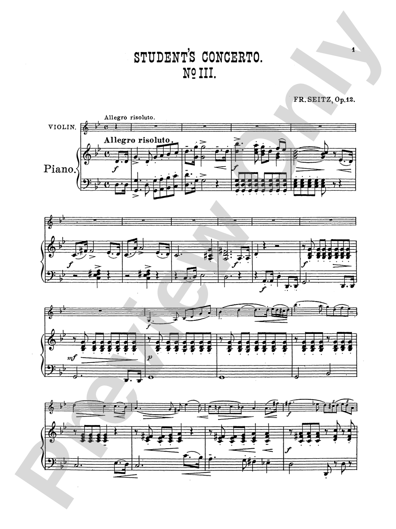 Seitz: Student's Concerto No. 3 in G Minor, Op. 12