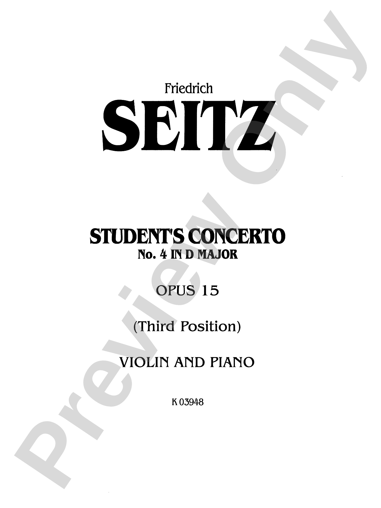 Seitz: Student's Concerto No. 4 in D Major, Op. 15