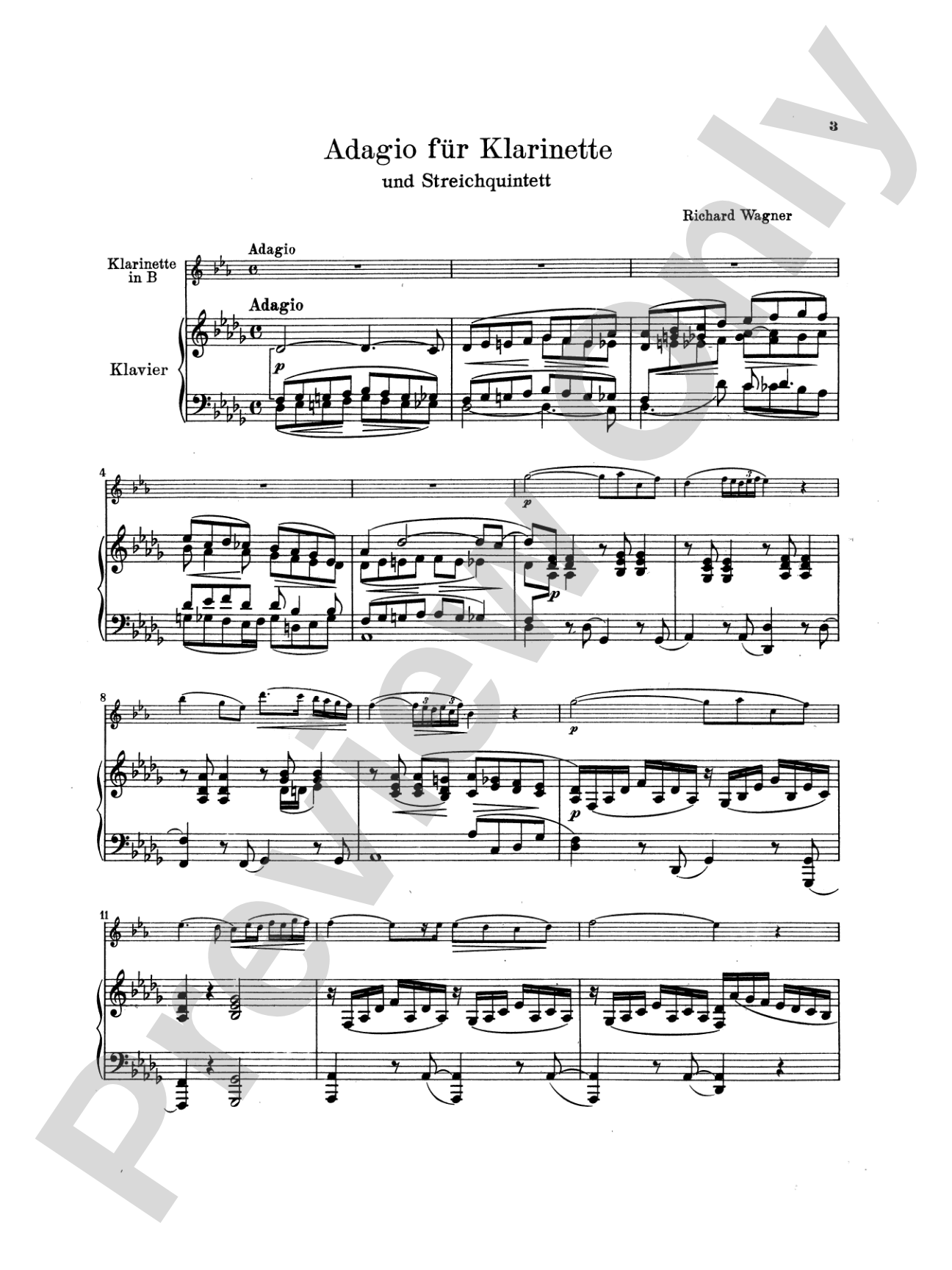 Wagner: Adagio: Clarinet Part(s)