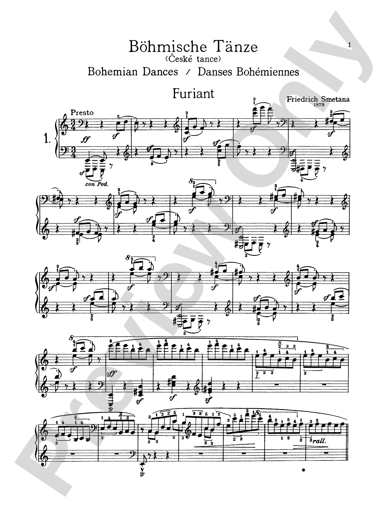 Smetana: Six Bohemian Dances: Piano Book