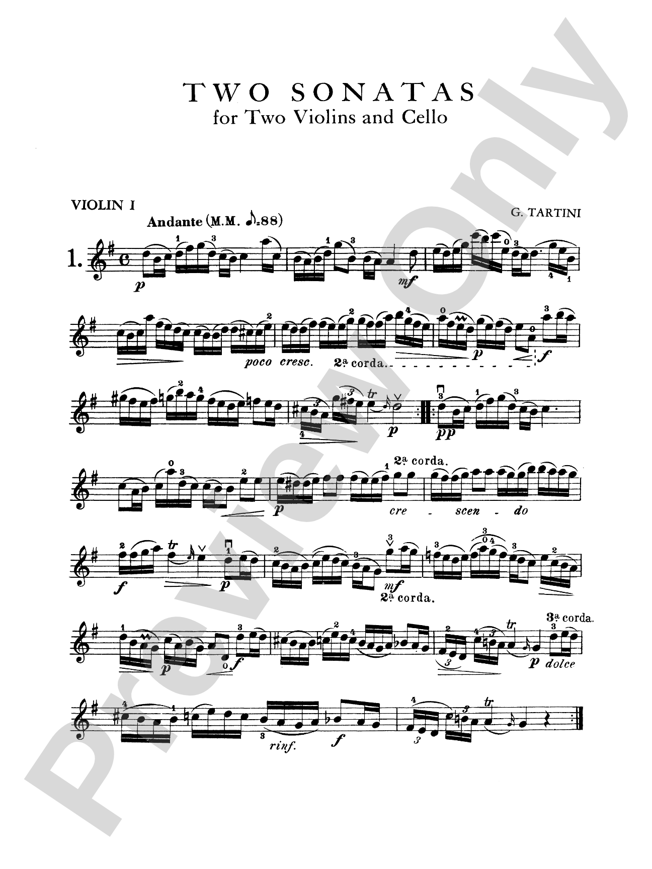 Tartini: Two Sonatas for String Trio (Score & Parts): String Trio Score & Parts