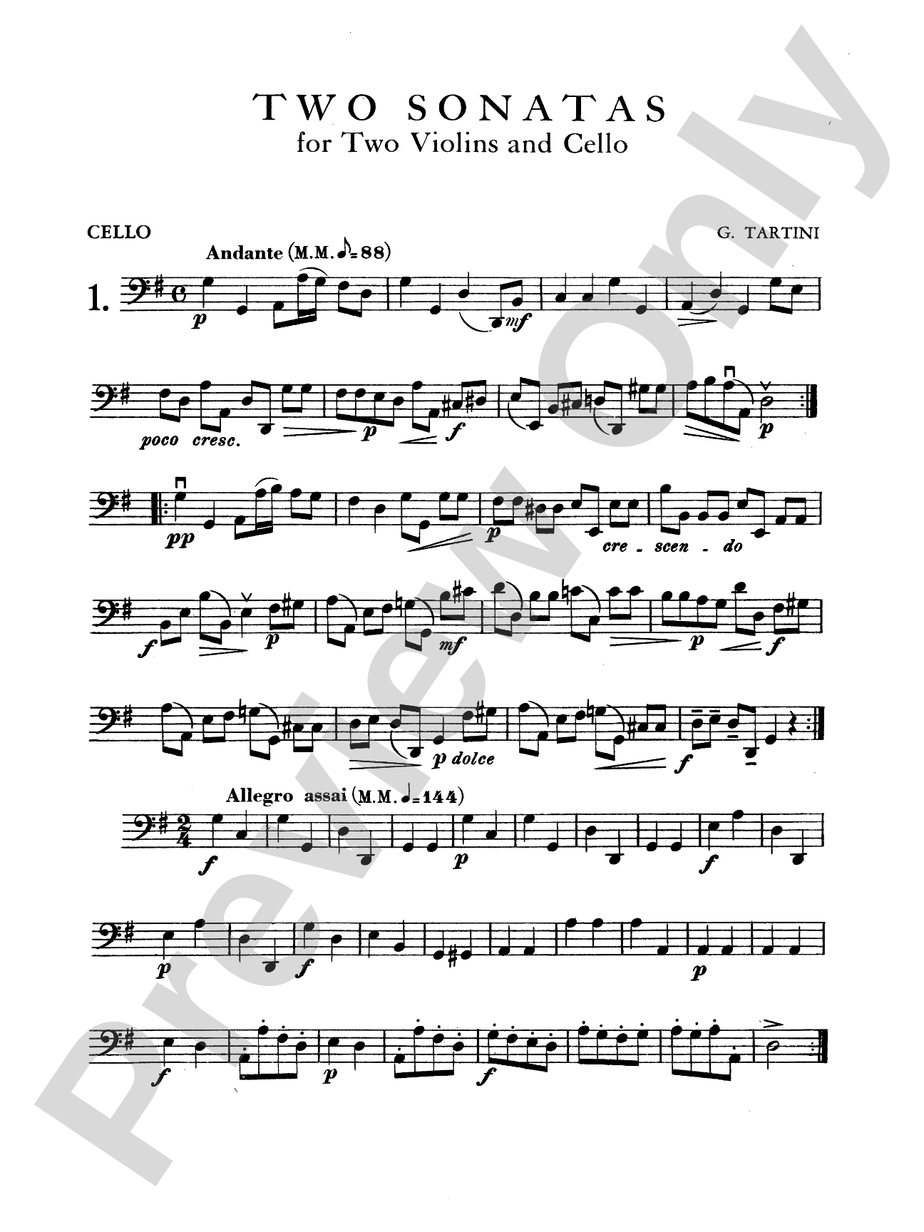 Tartini: Two Sonatas for String Trio (Score & Parts)