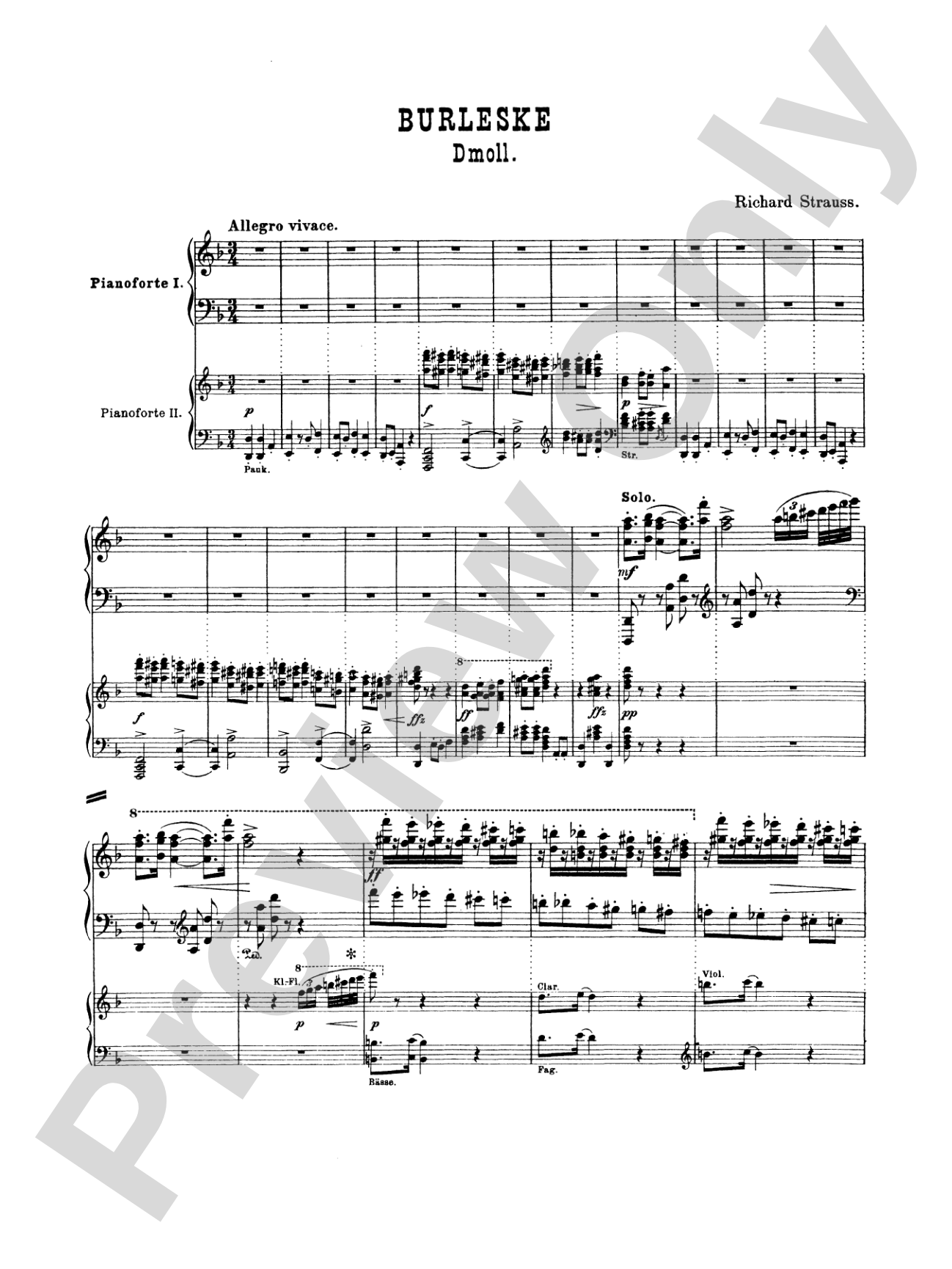 Strauss: Burleske: Piano Duo (2 Pianos, 4 Hands) Book (2 copies required)