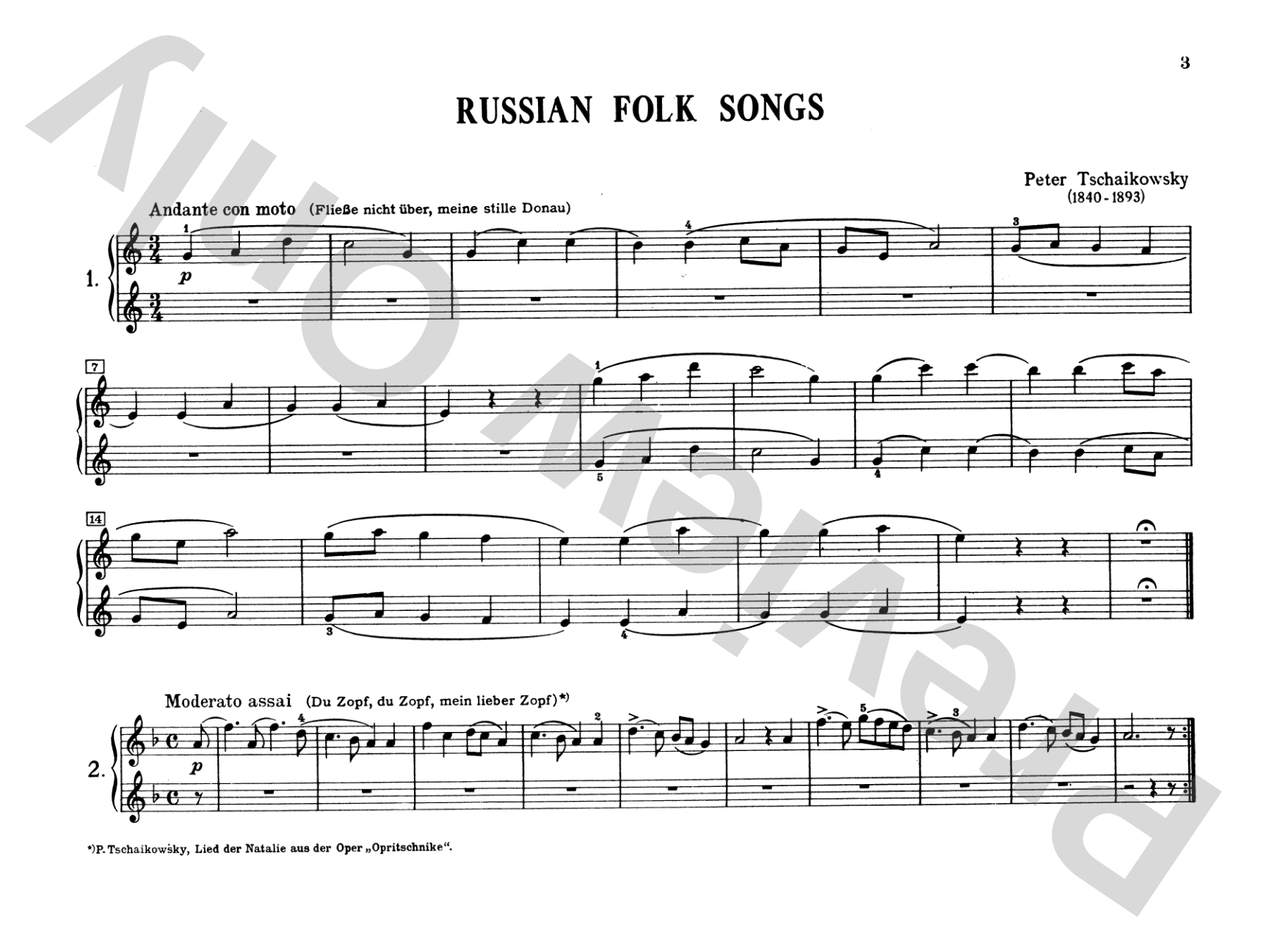 Tchaikovsky: Russian Folksongs: Piano Duet (1 Piano, 4 Hands) Comb Bound Book