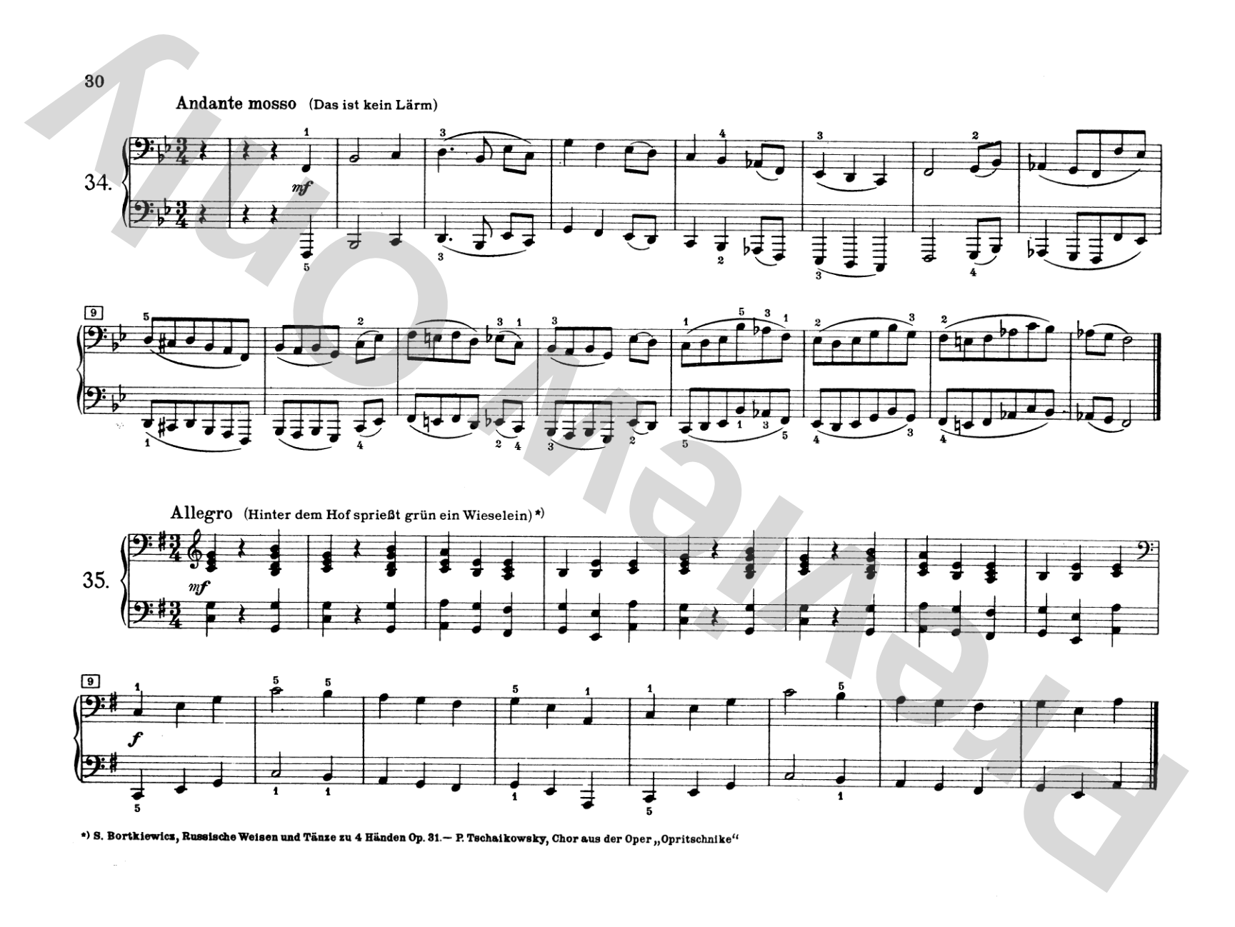 Tchaikovsky: Russian Folksongs: Piano Duet (1 Piano, 4 Hands) Comb Bound Book