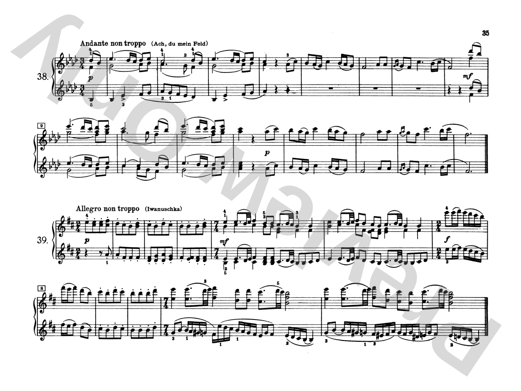 Tchaikovsky: Russian Folksongs: Piano Duet (1 Piano, 4 Hands) Comb Bound Book
