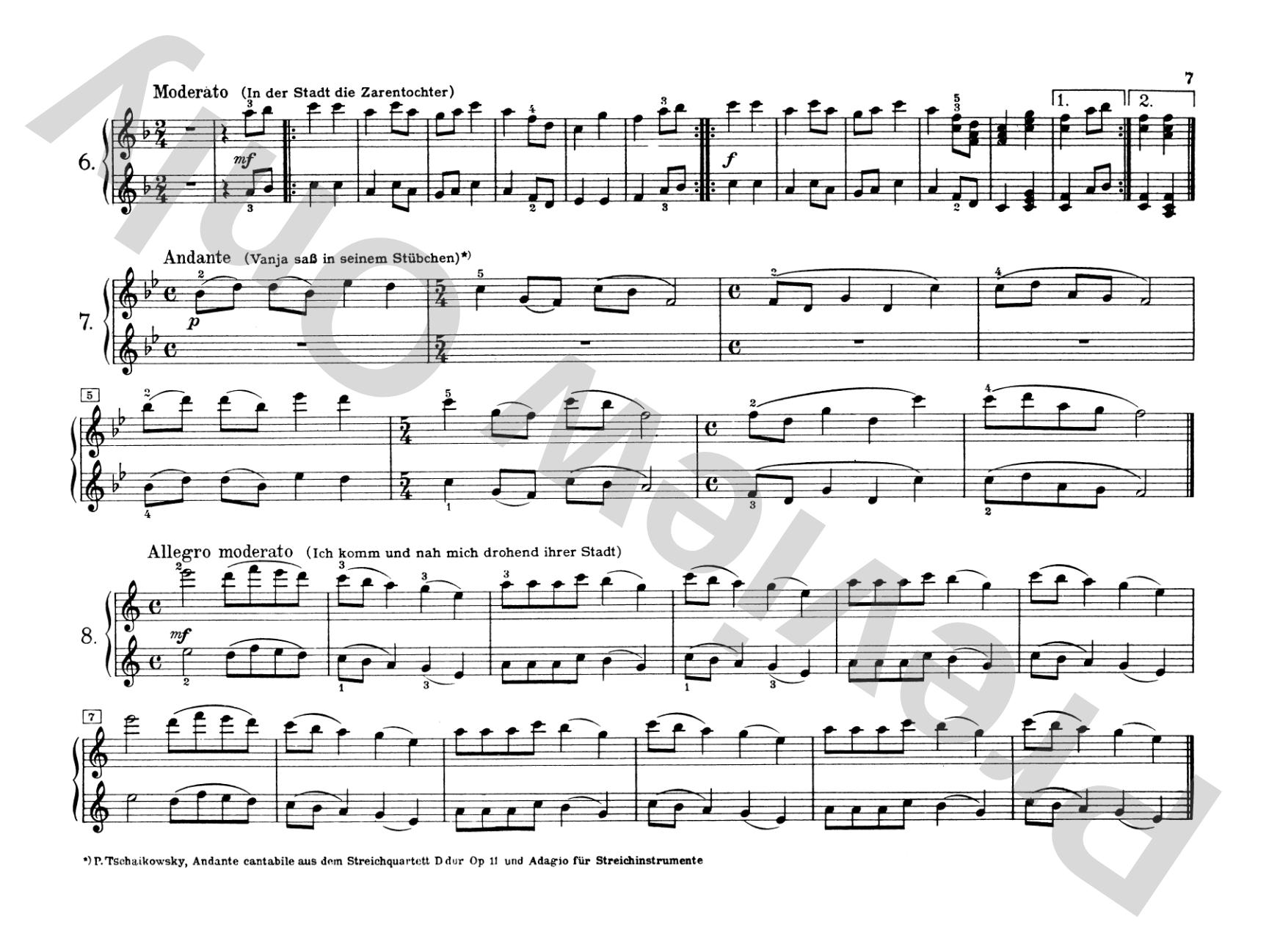 Tchaikovsky: Russian Folksongs: Piano Duet (1 Piano, 4 Hands) Comb Bound Book
