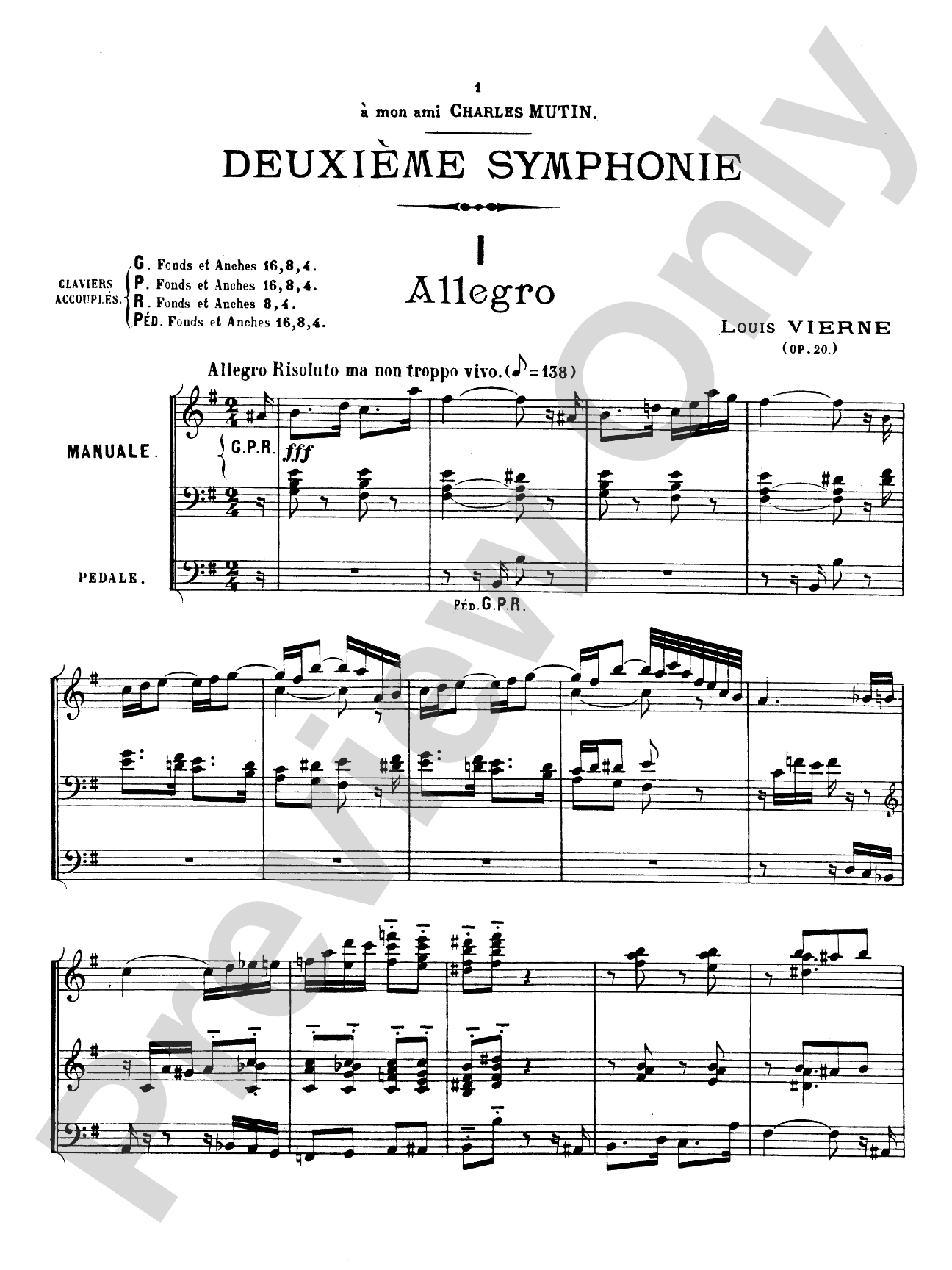Vierne: Symphony No. 2, Op. 20: Organ Sheet