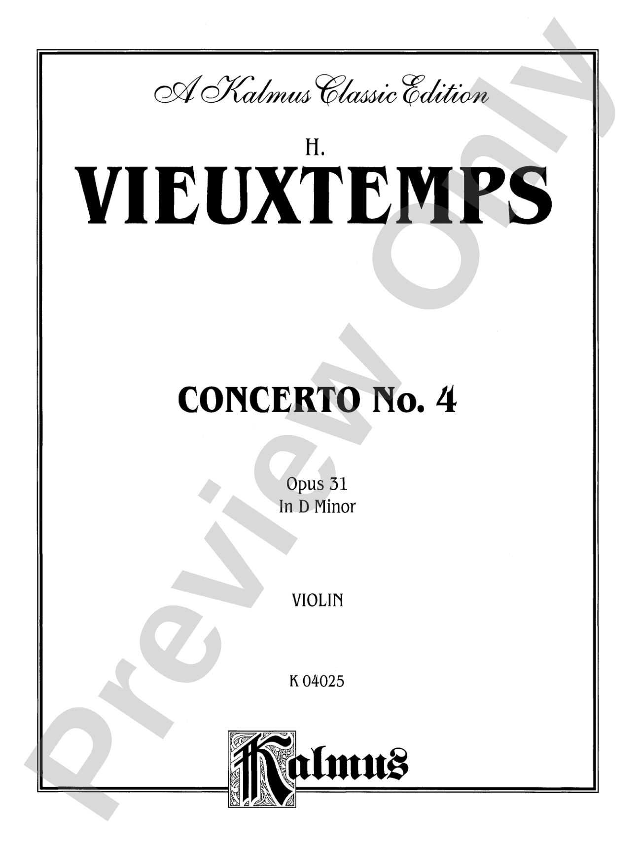 Tchaikovsky: Violin Concerto No. 4 in D Minor, Op. 31: Violin Book