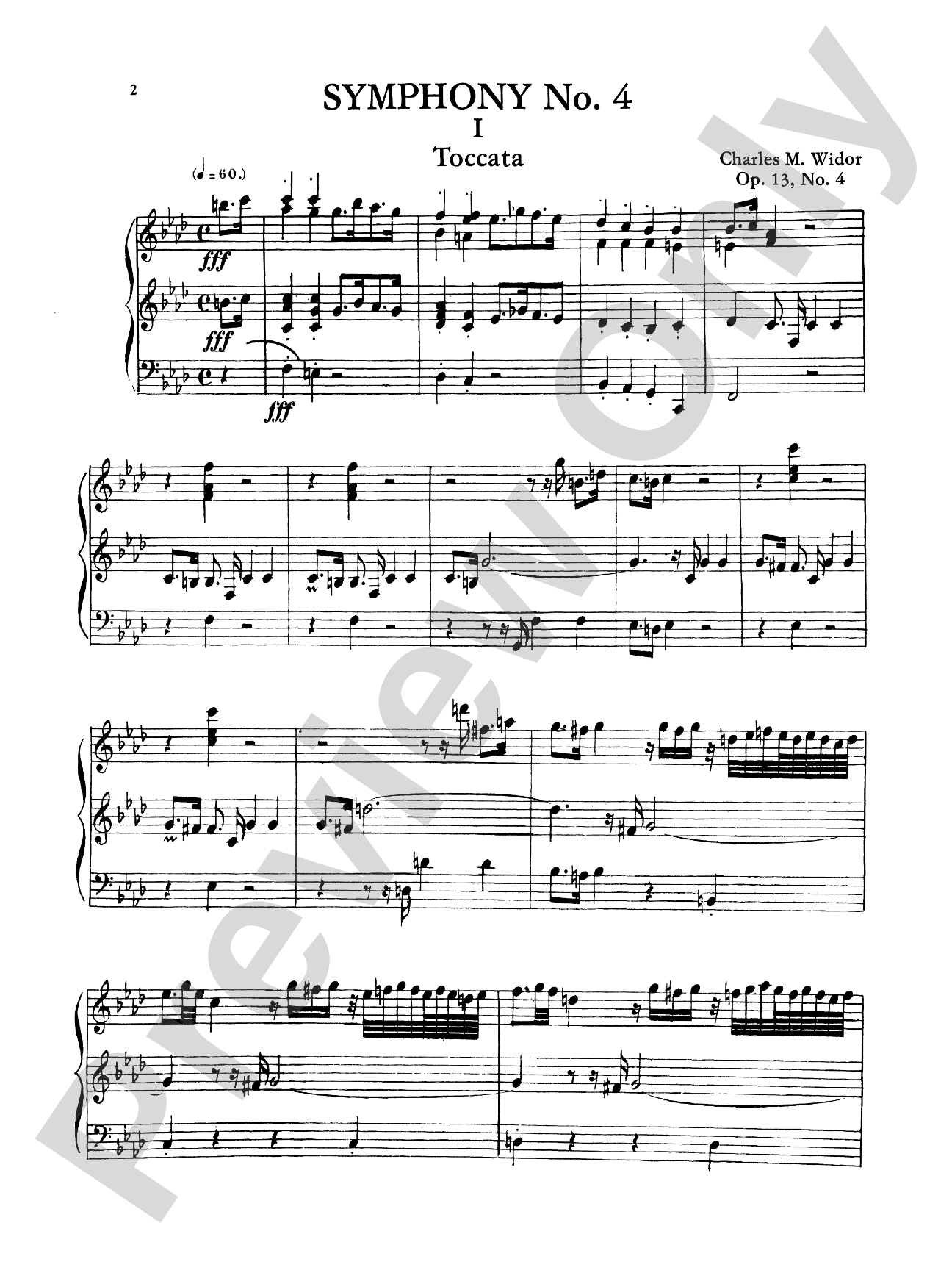 Widor: Symphony No. 4 in F Minor, Op. 13: Organ Sheet
