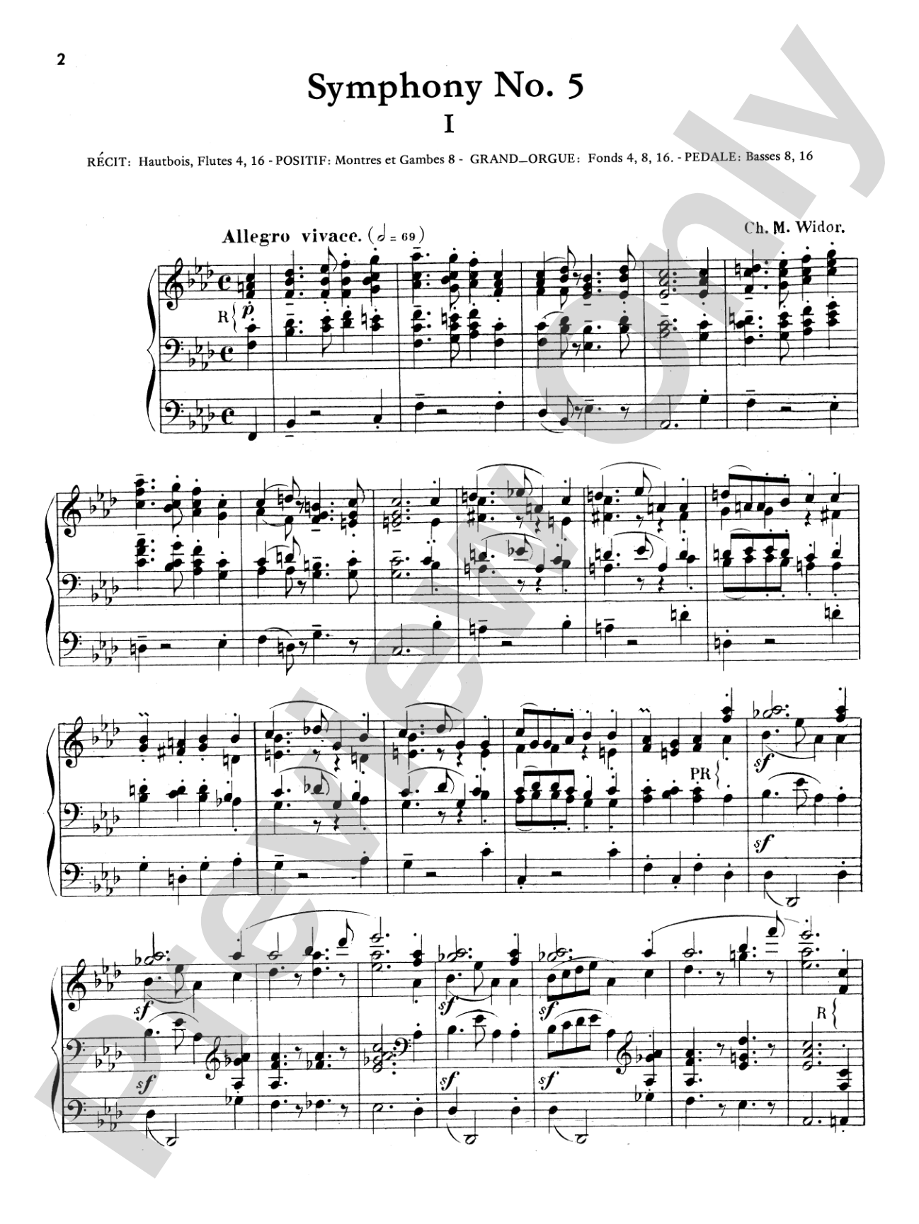Widor: Symphony No. 5 in F, Op. 42: Organ Book