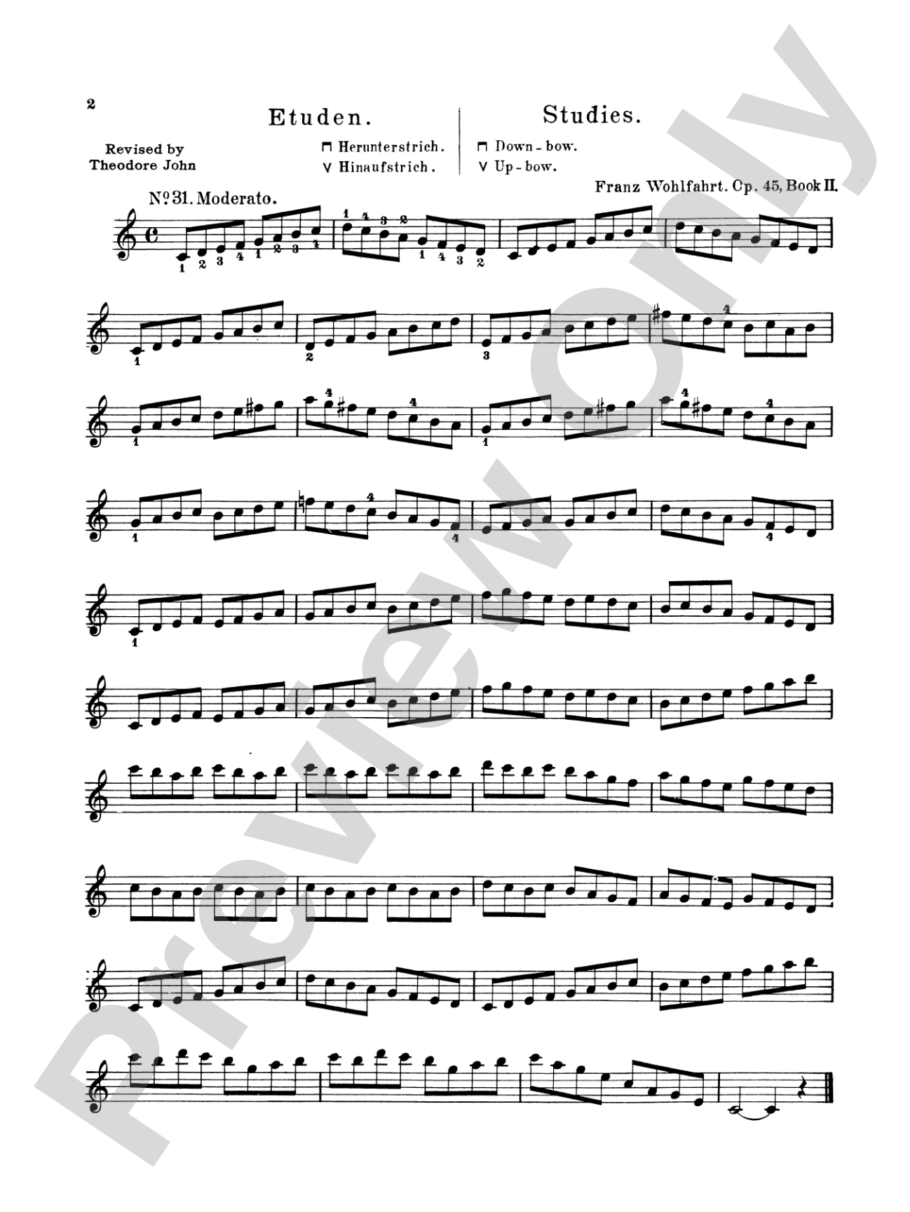 Wohlfahrt: Sixty Studies, Op. 45, Volume II (Nos. 31-60)