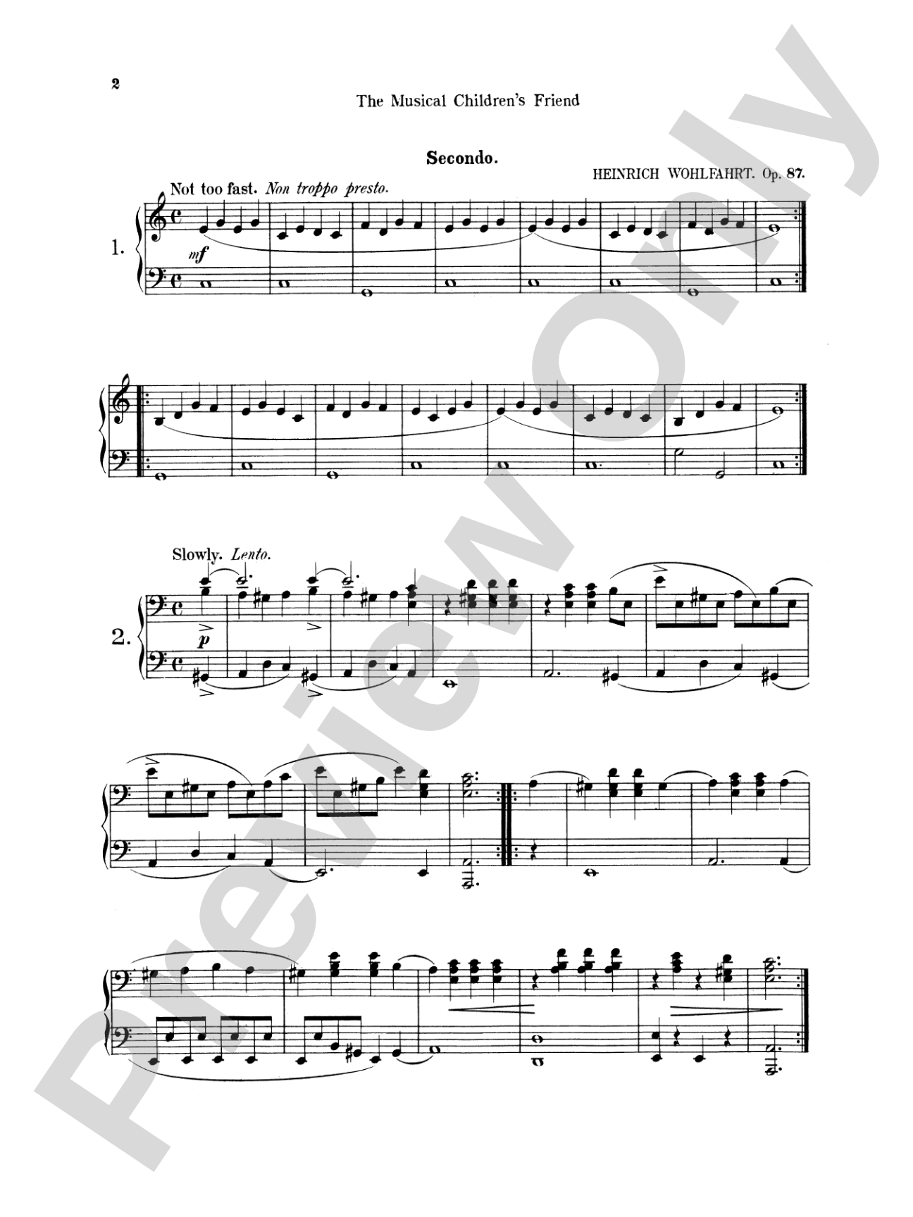 Wohlfahrt: Easy Four Hand Pieces for Children, Op. 87: Piano Duet (1 Piano, 4 Hands) Book