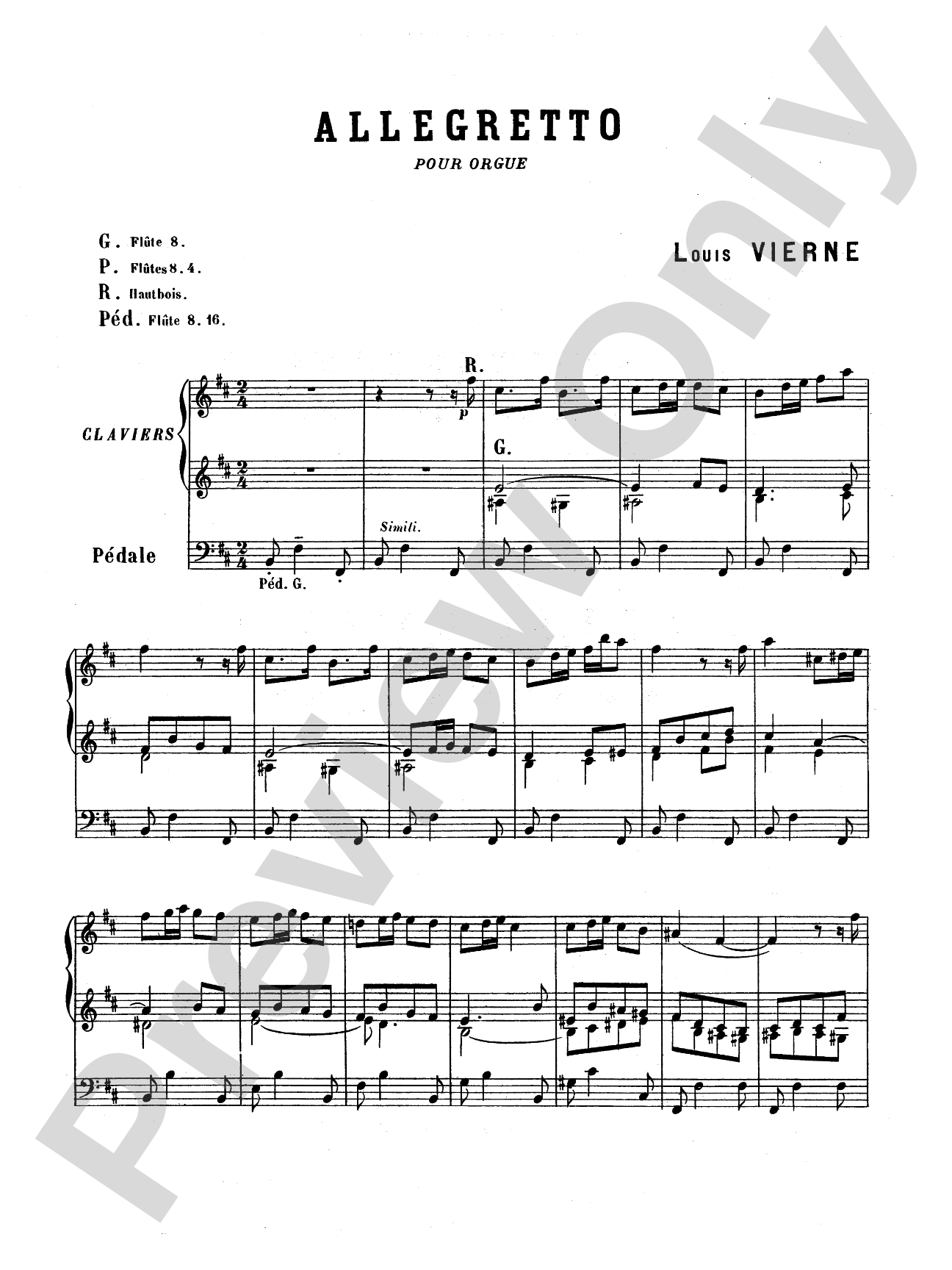Vierne: Allegretto for Organ: Organ Sheet