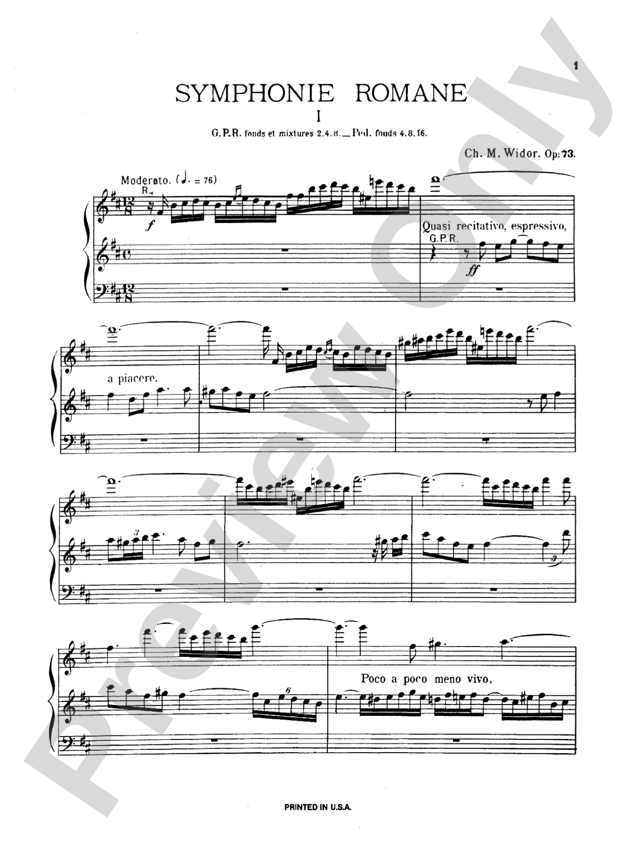 Widor: Symphonie Romaine, Op. 73: Organ Sheet