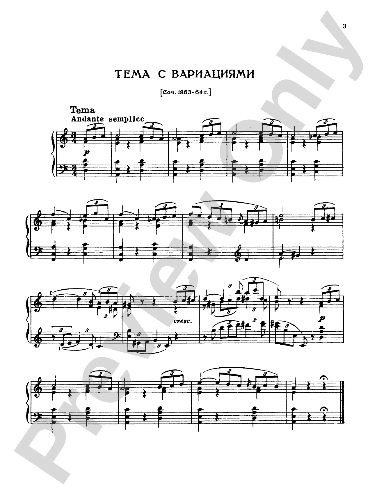 Tchaikovsky: Collection I (4 Piano Pieces): Piano Book