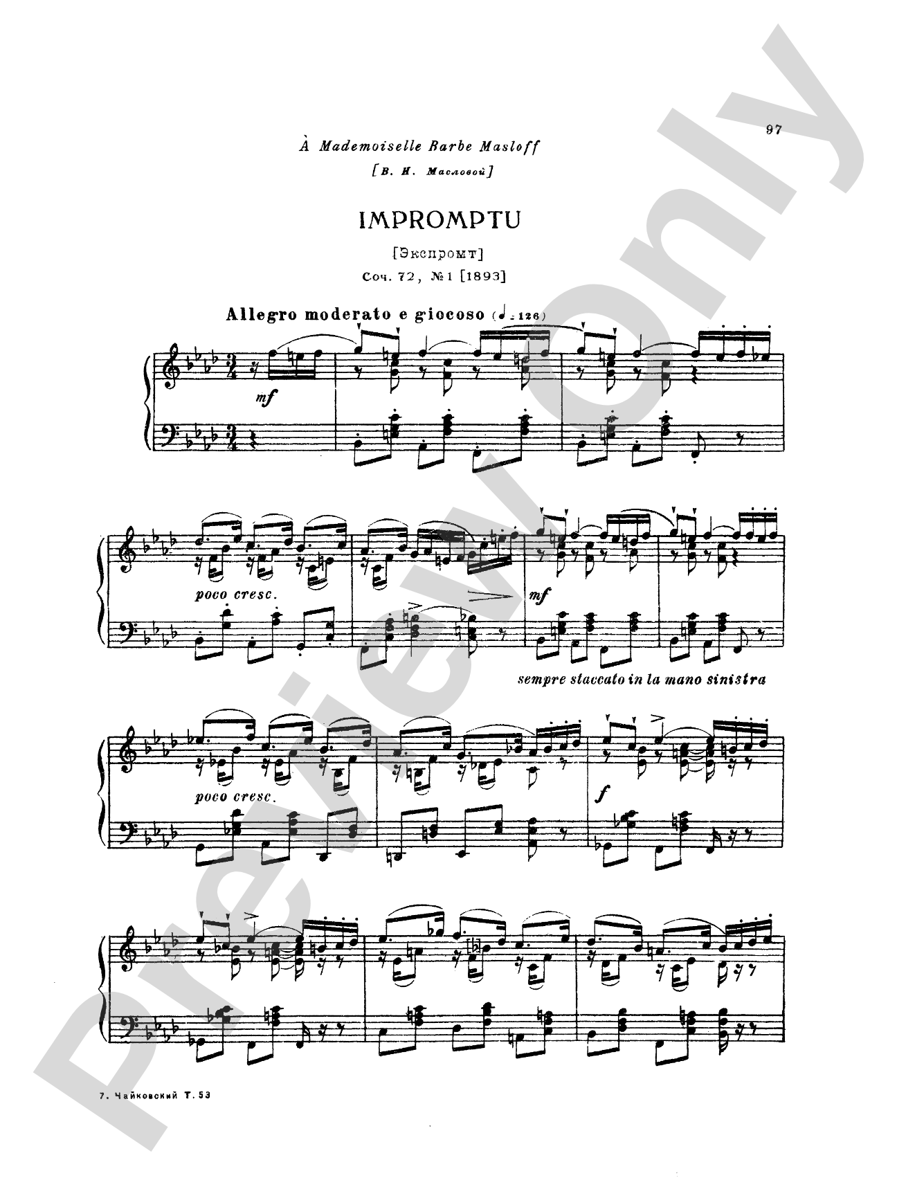 Tchaikovsky: Eighteen Piano Pieces, Op. 72; Aveu Passionne; Valse, Op. 40, No. 9, 1st Version: Piano Book