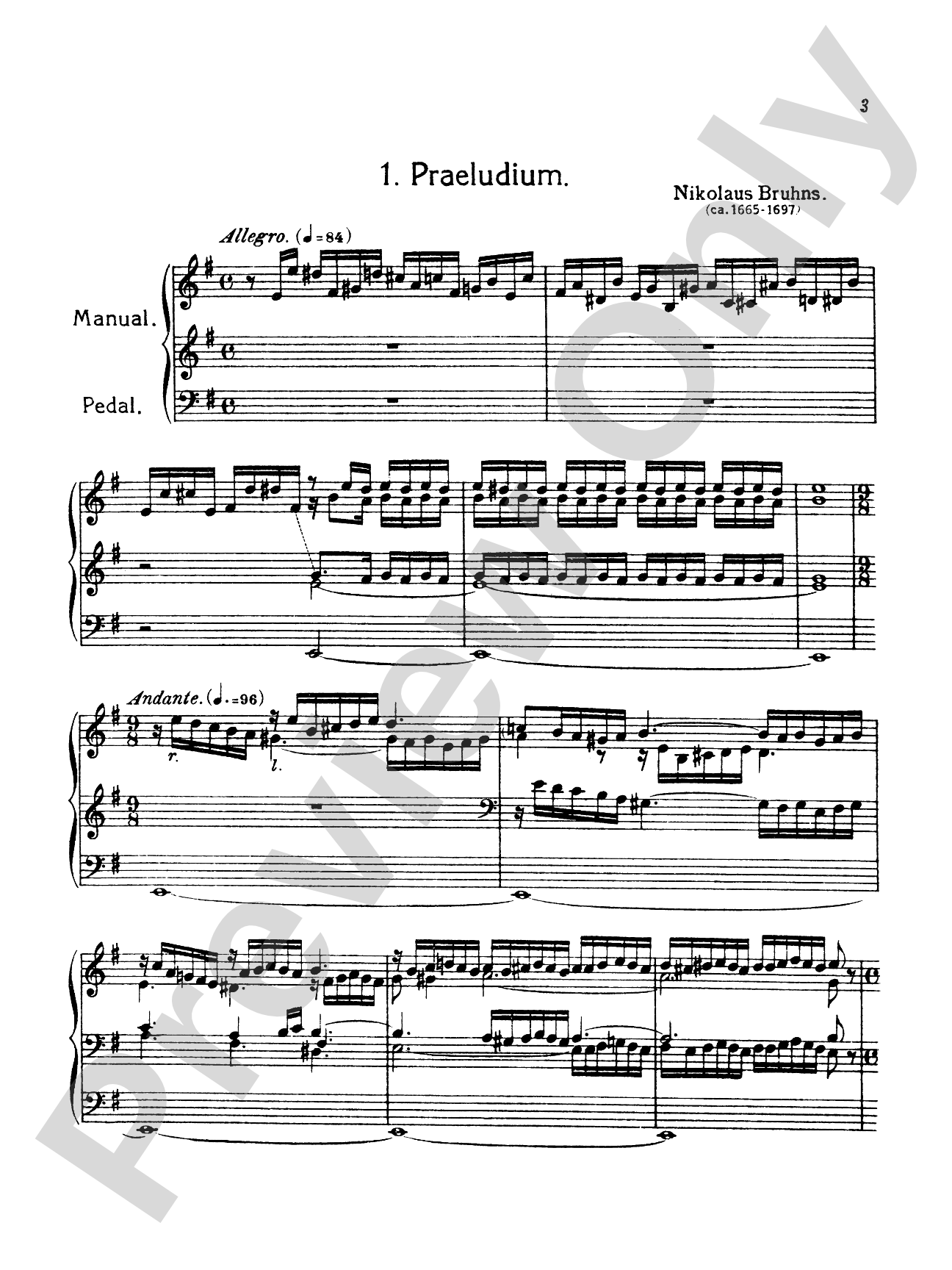 Bruhns: Three Preludes and Fugues: Organ Book
