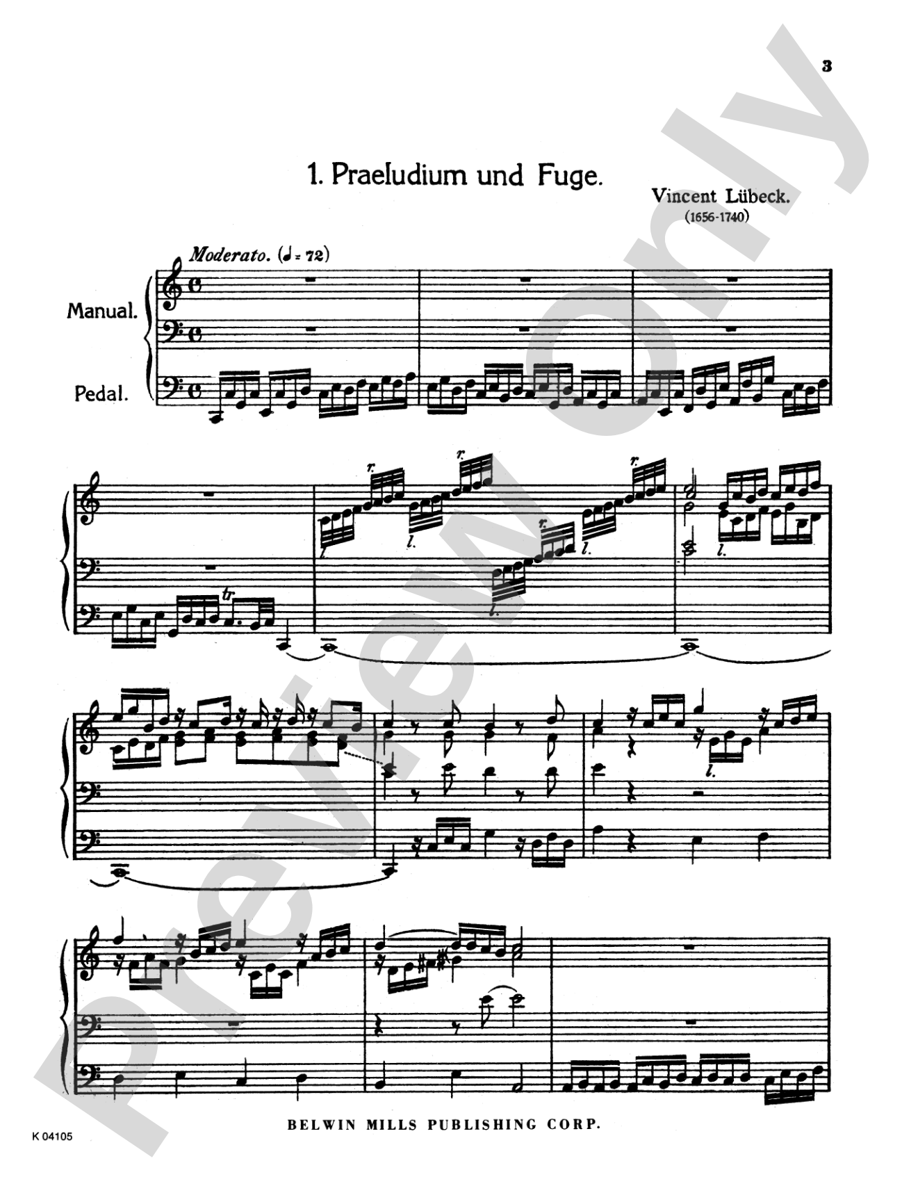 Lubeck: Four Preludes and Fugues: Organ Book