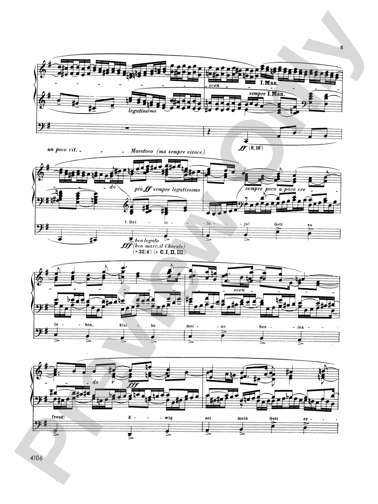 Reger: Fantasy on the Choral "Hallelujah! Gott Zu Loben, Bleibe Meine Seelenfreud", Op. 52, No. 3: Organ Sheet