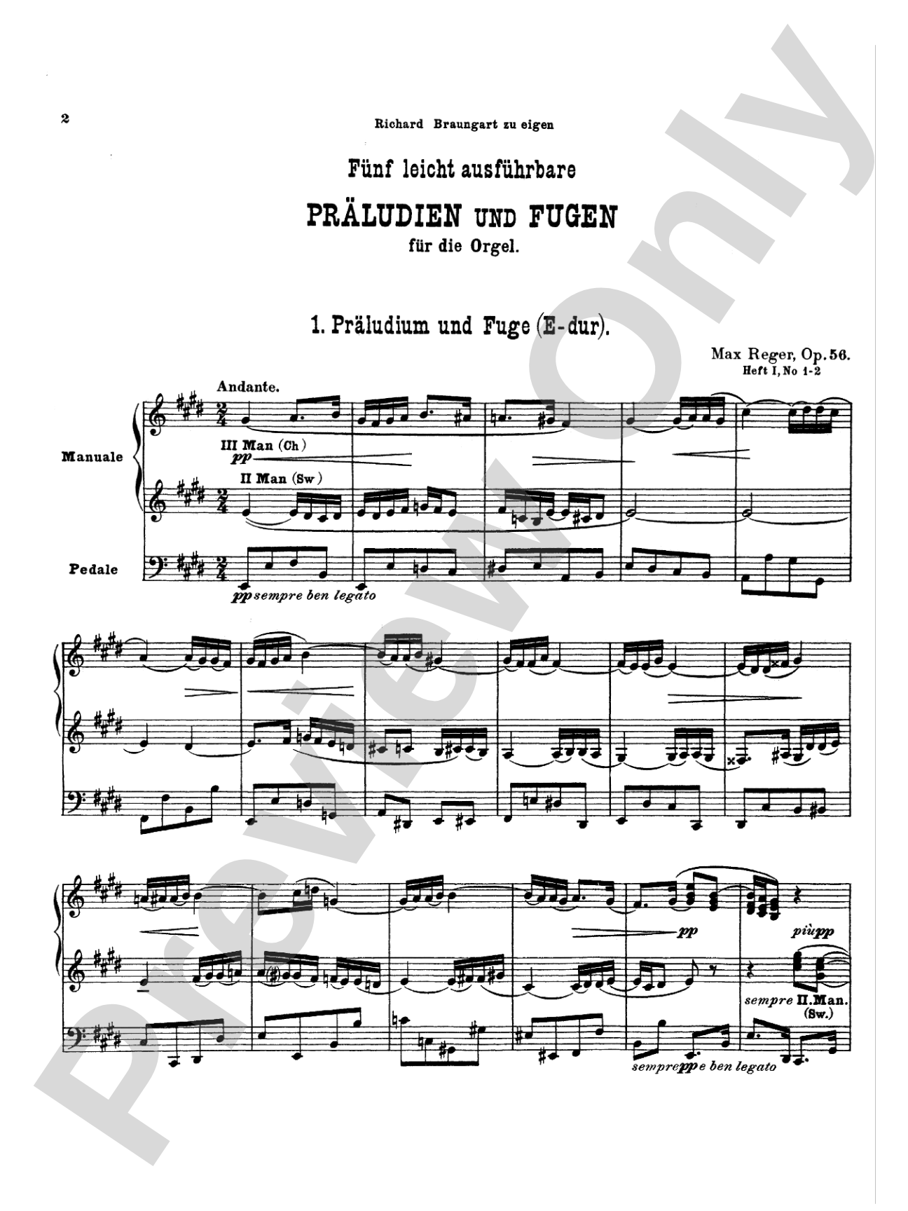 Reger: Two Easy Preludes and Fugues, Op. 56