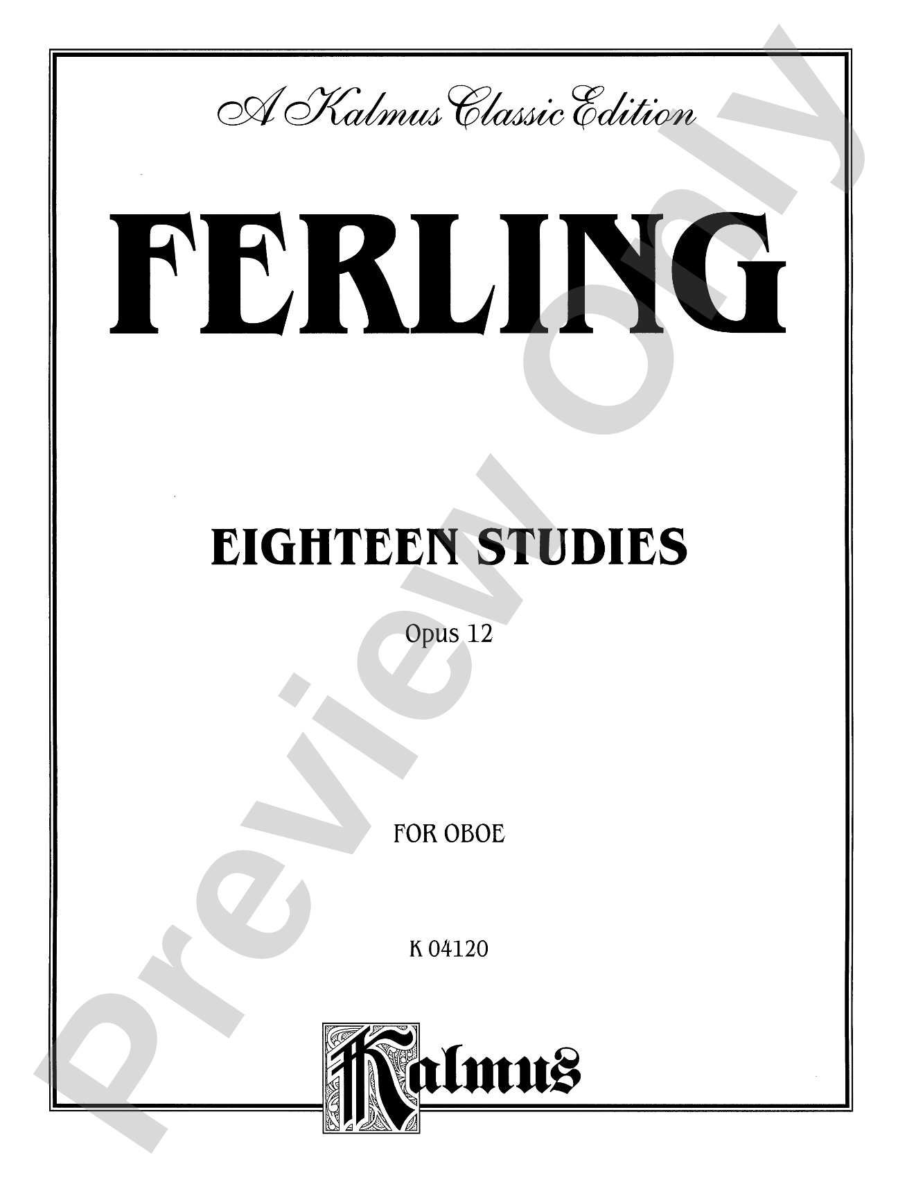 Ferling: Eighteen Studies, Op. 12