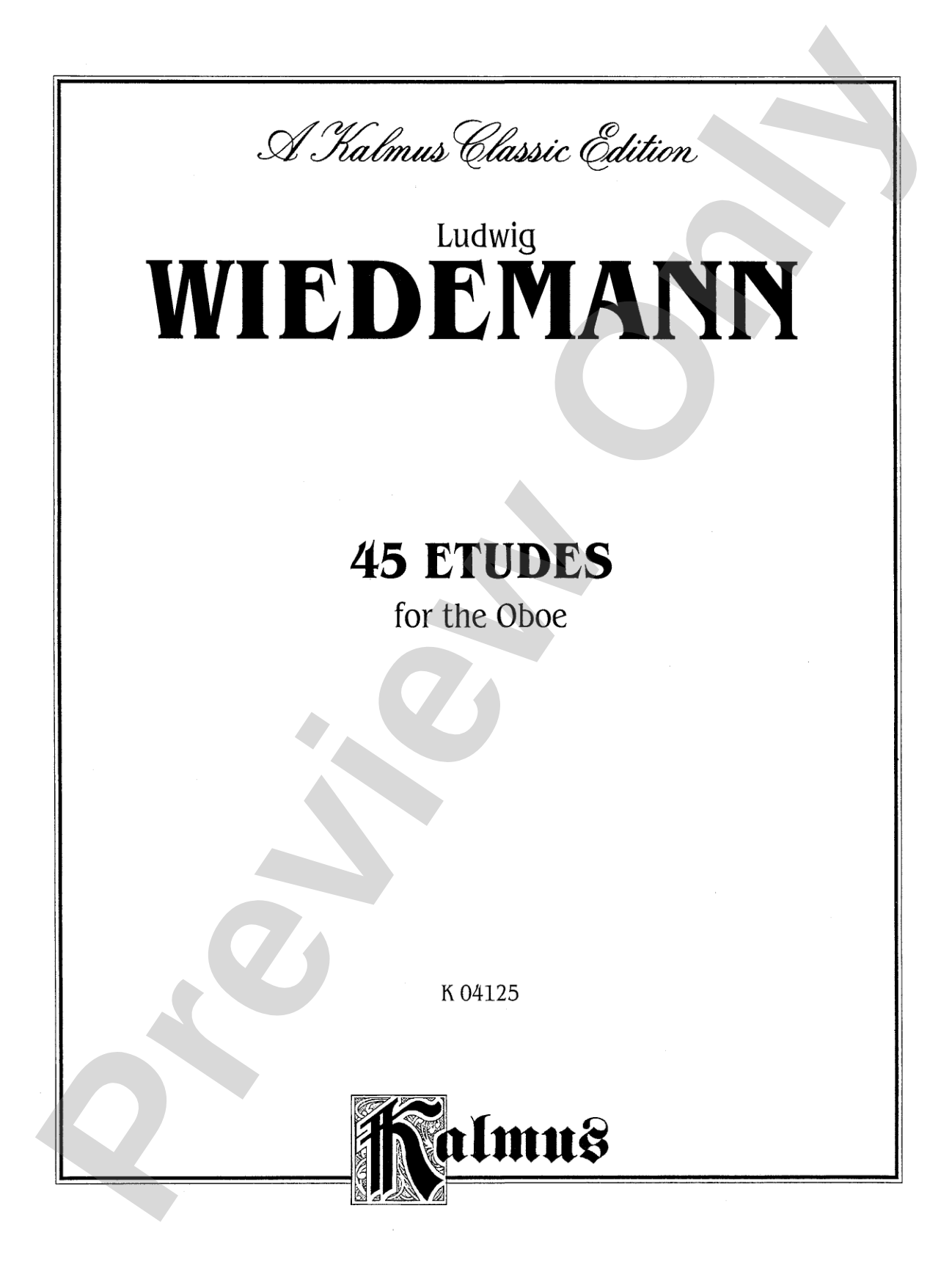 Wiedemann: 45 Etudes: Oboe Book