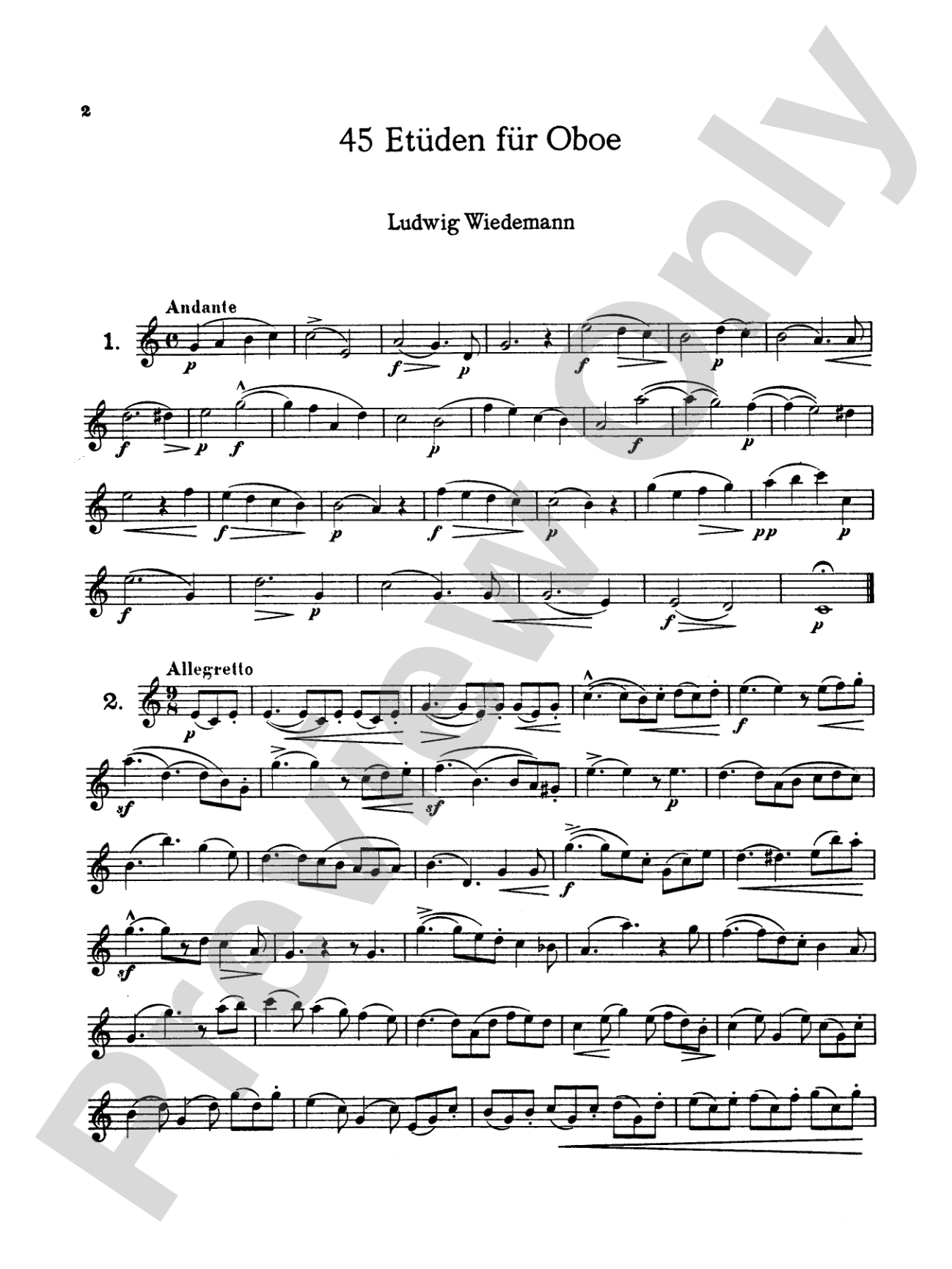 Wiedemann: 45 Etudes: Oboe Book