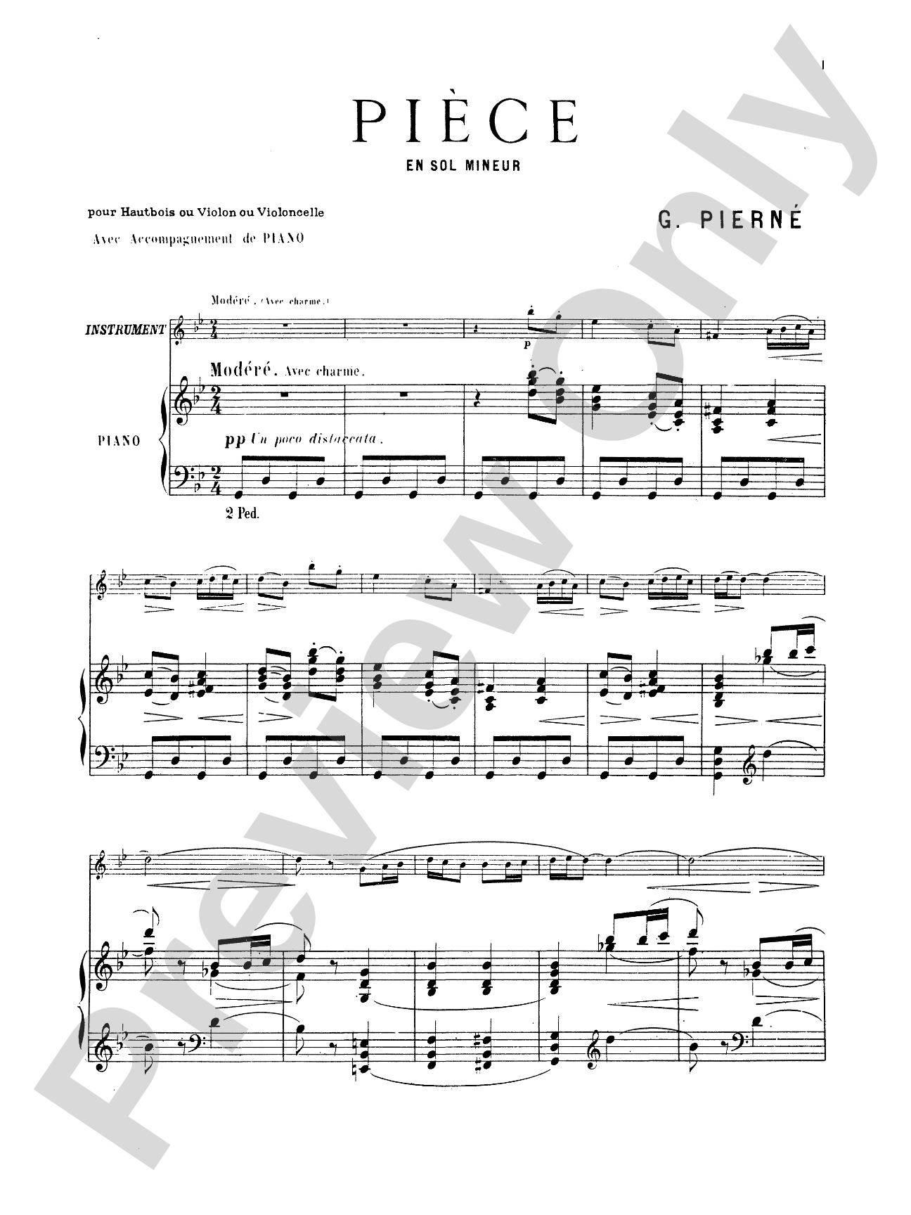 Pierné: Pièce in G Minor: Oboe Part(s)