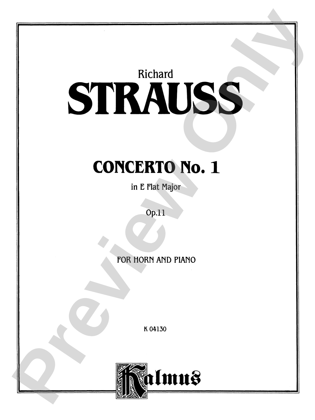 Strauss: Concerto No. 1 in E flat Major, Op. 11: French Horn Part(s)