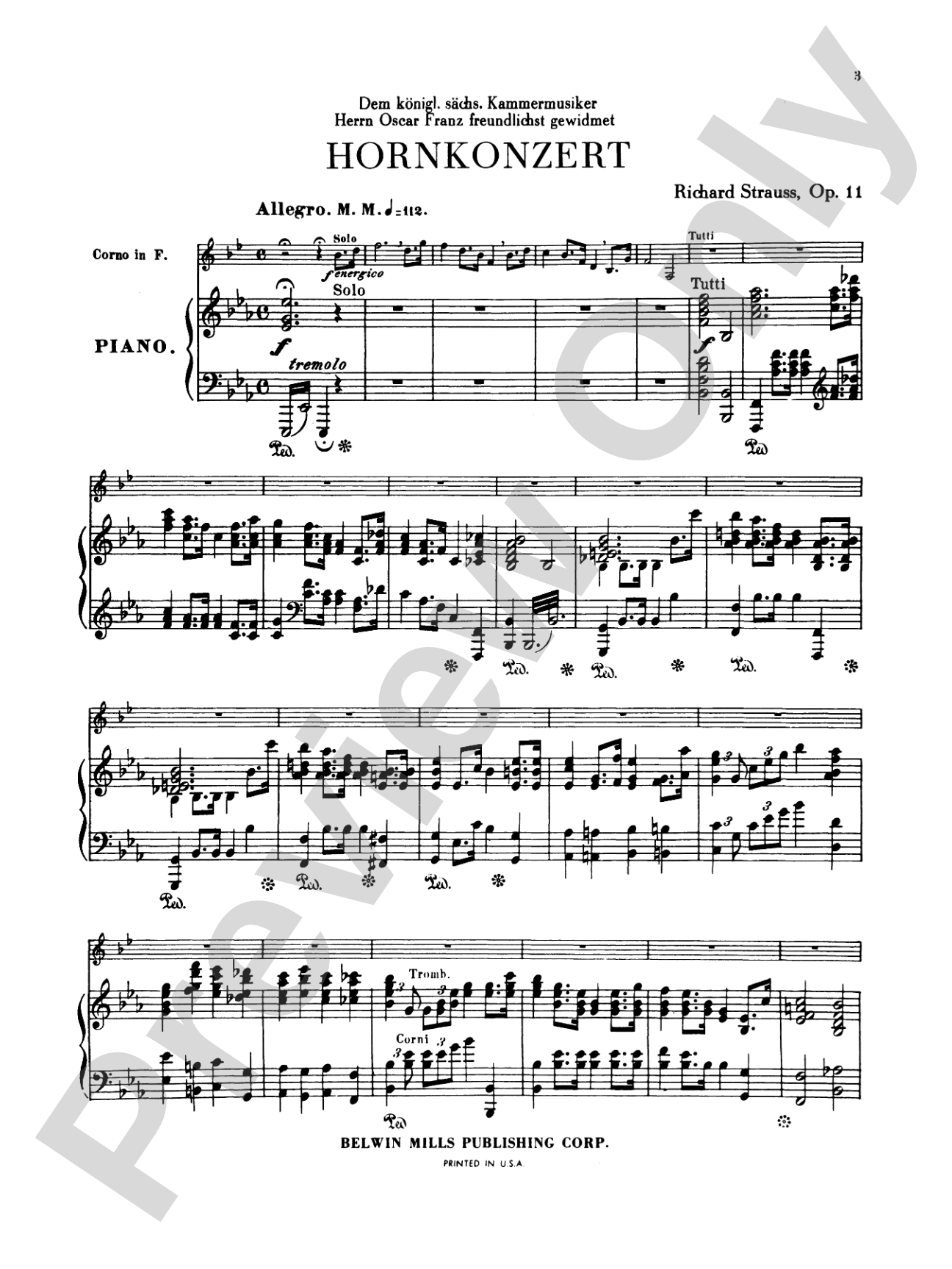 Strauss: Concerto No. 1 in E flat Major, Op. 11: French Horn Part(s)