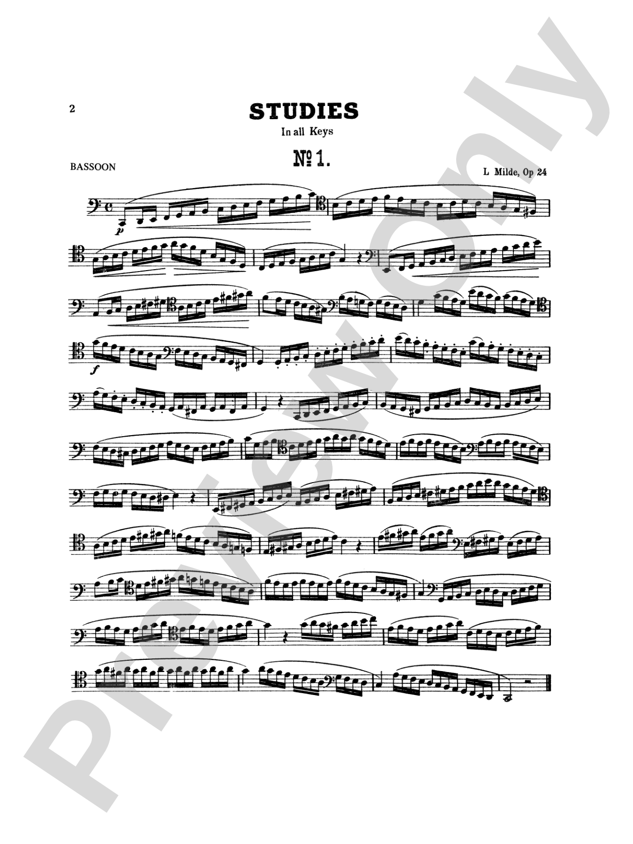 Milde: Twenty-five Studies, Op. 24: Bassoon Book