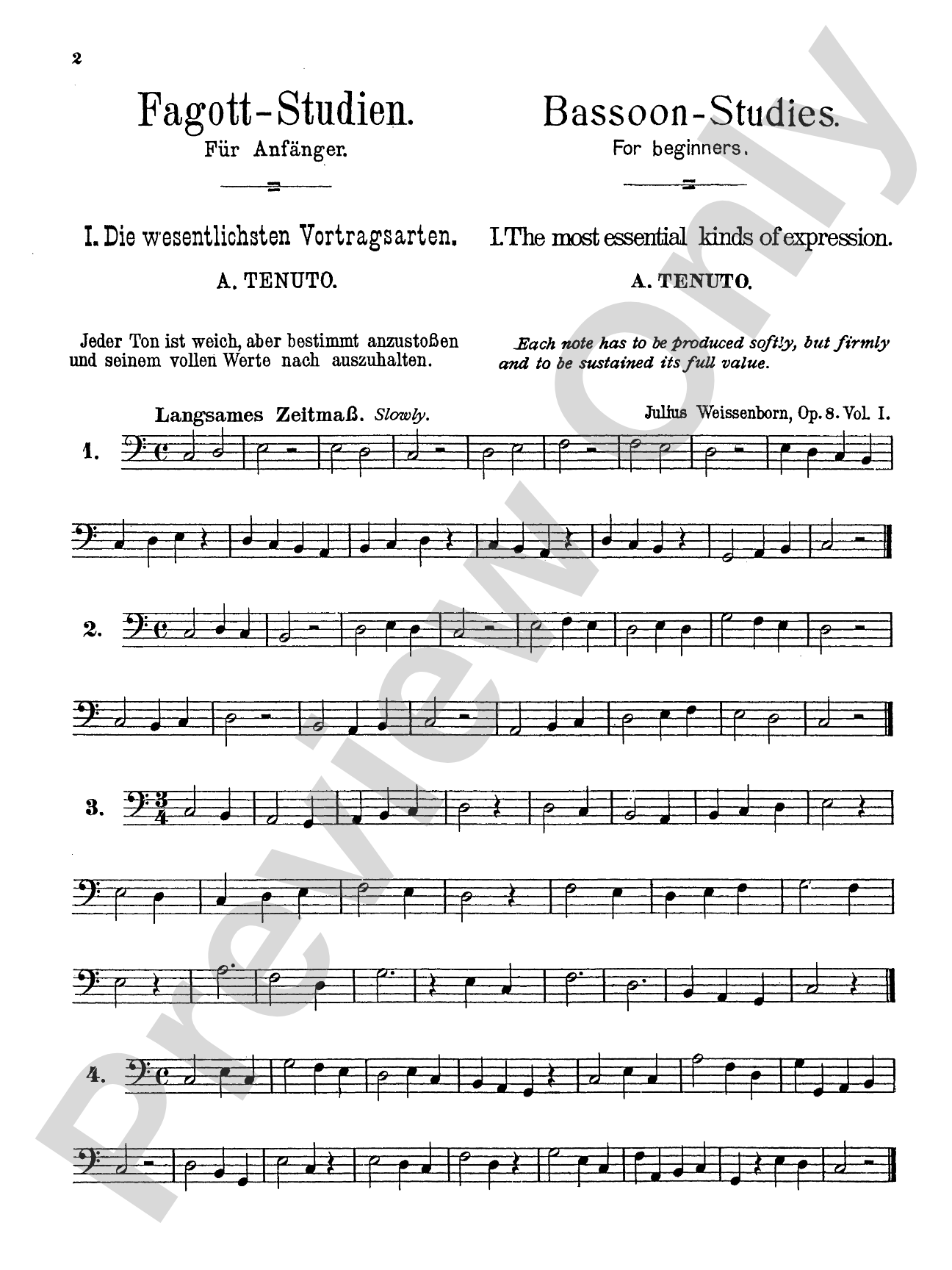 Weissenborn: Bassoon Studies for Beginners, Op. 8: Bassoon Book