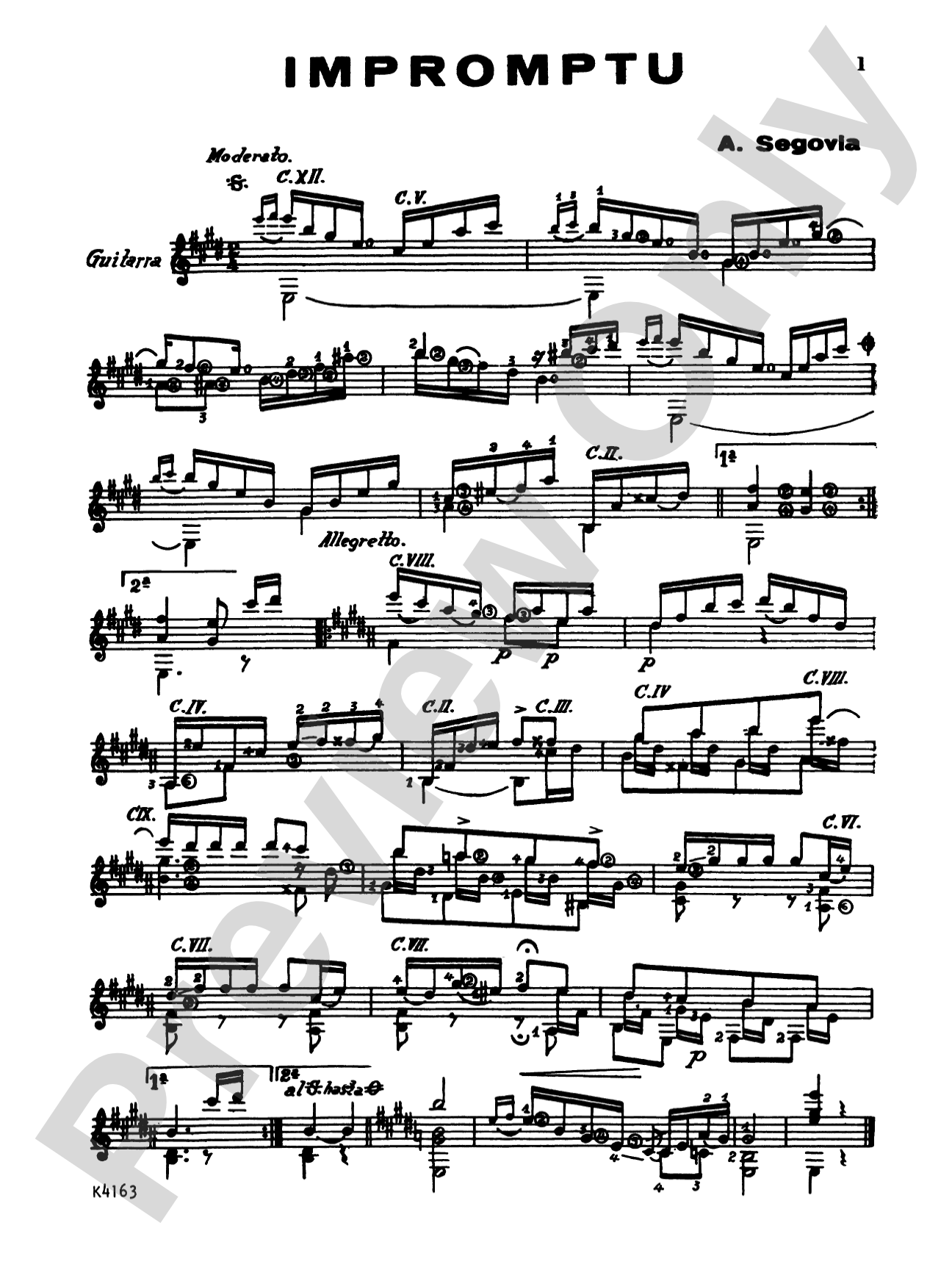 Segovia: Five Short Works for the Guitar: Guitar Book