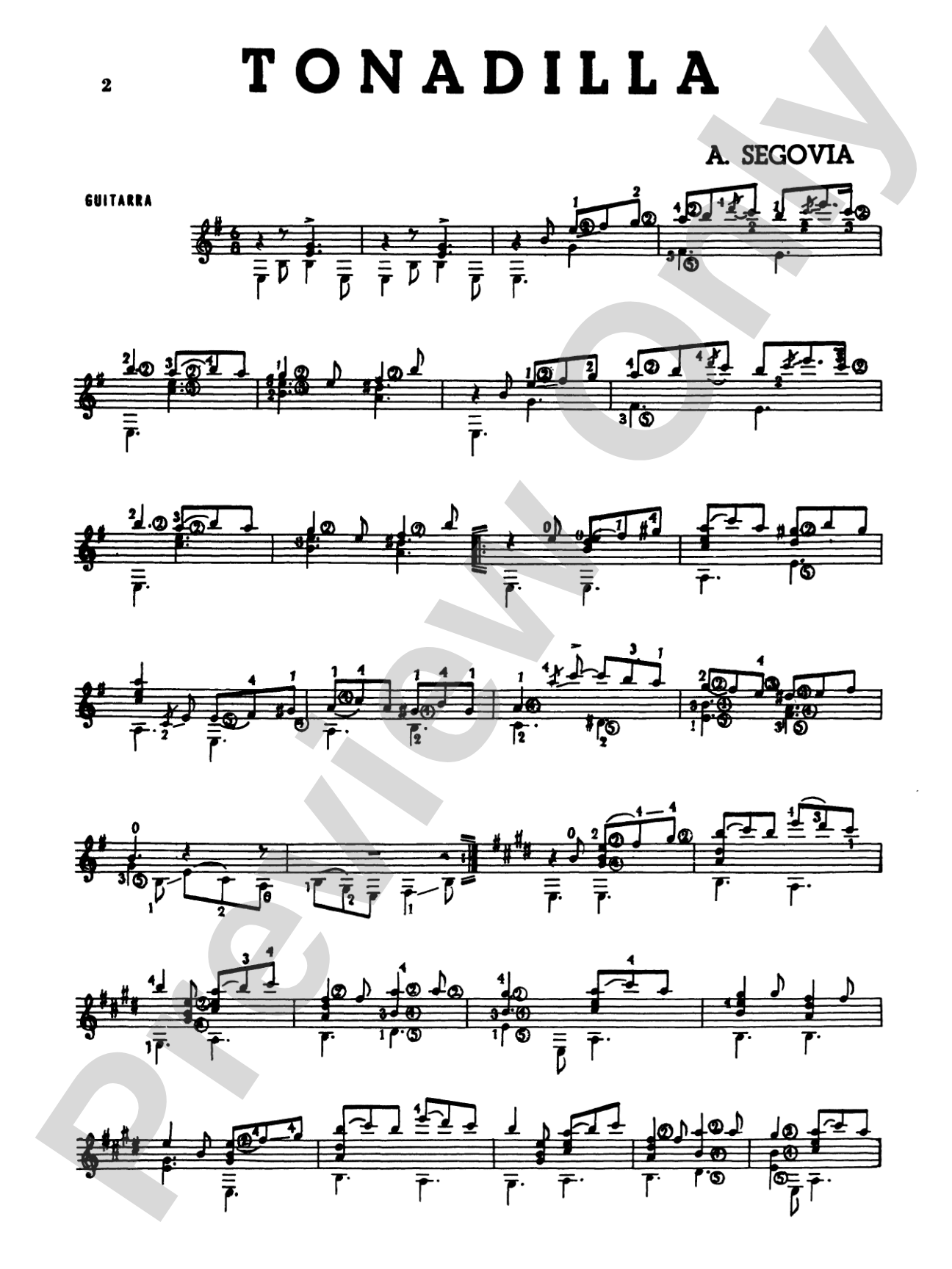 Segovia: Five Short Works for the Guitar