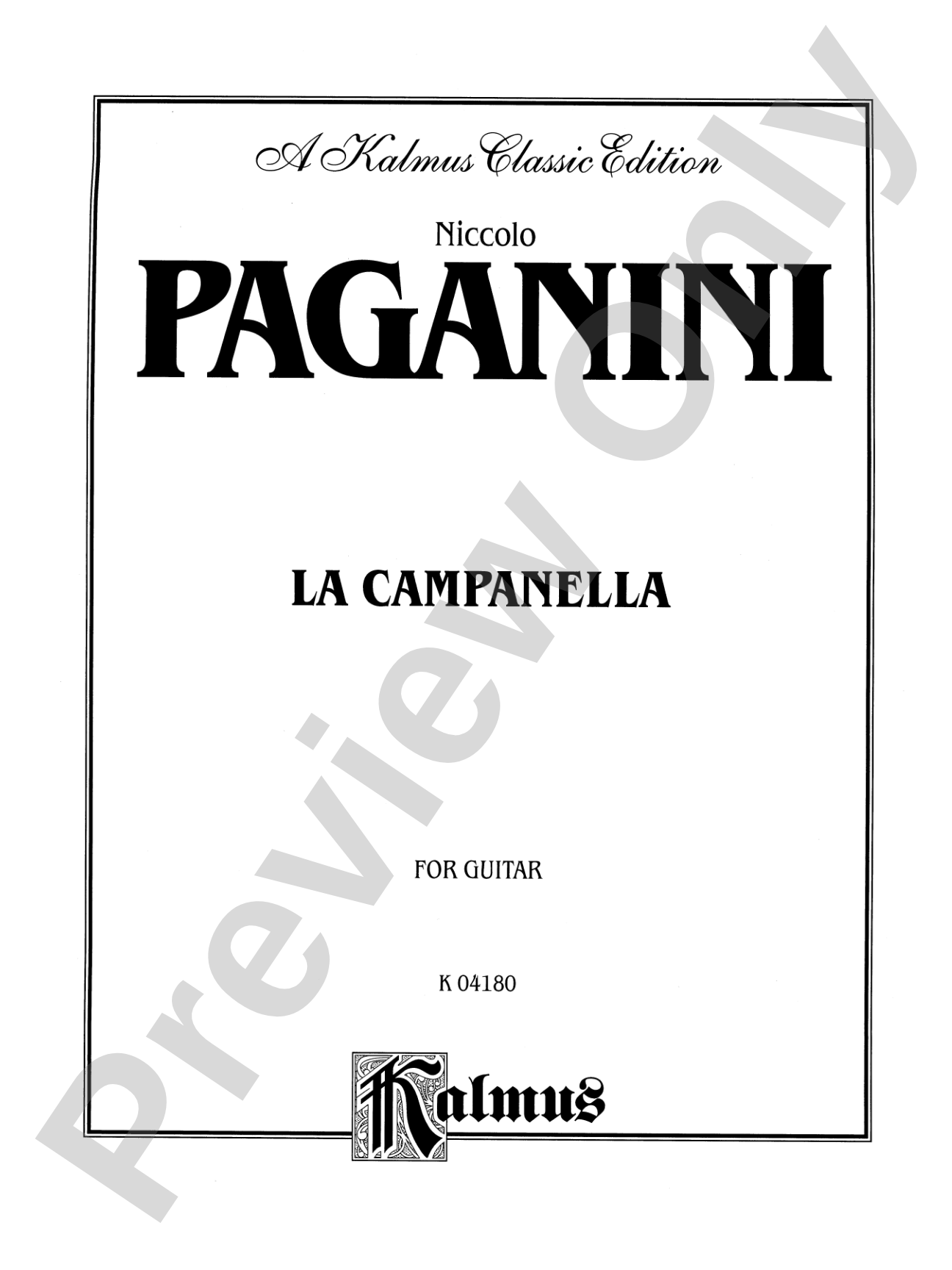 Paganini: La Campanella: Guitar Book