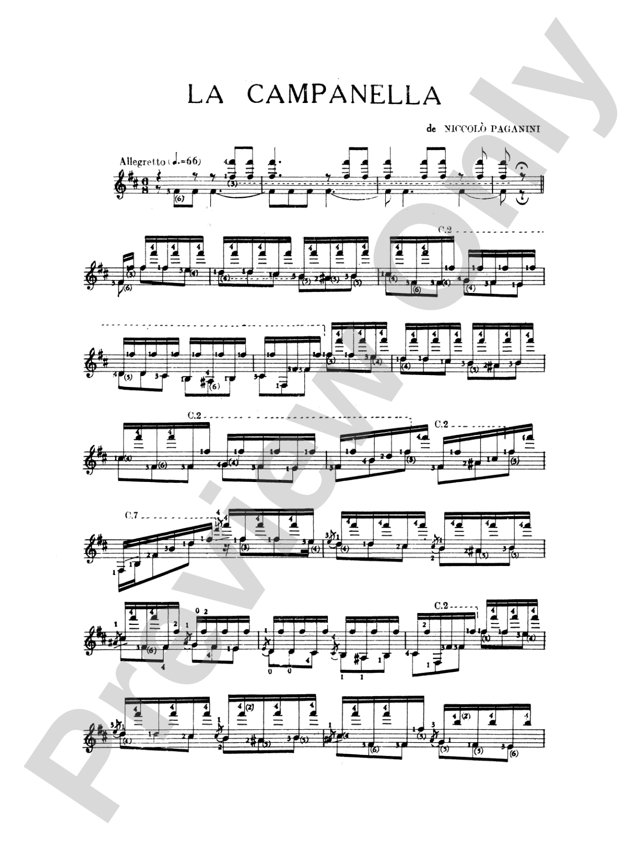 Paganini: La Campanella: Guitar Book