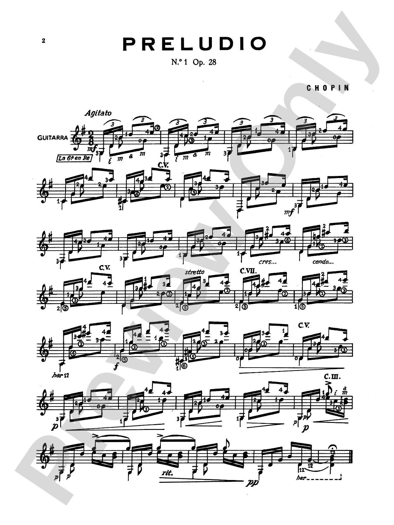 Chopin: Various Preludes Transcribed for Guitar: Guitar Book