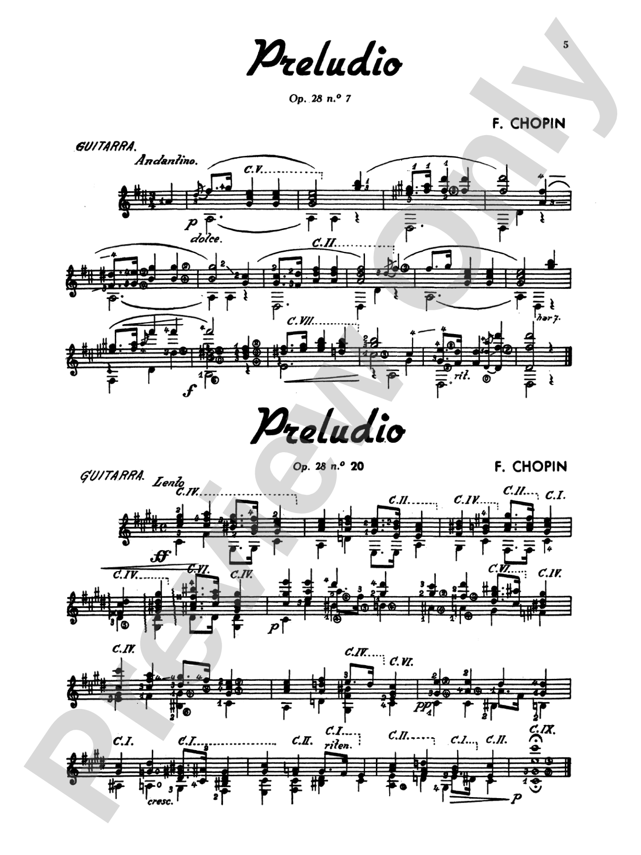 Chopin: Various Preludes Transcribed for Guitar