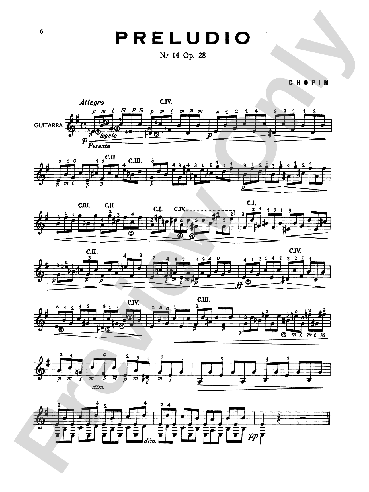 Chopin: Various Preludes Transcribed for Guitar